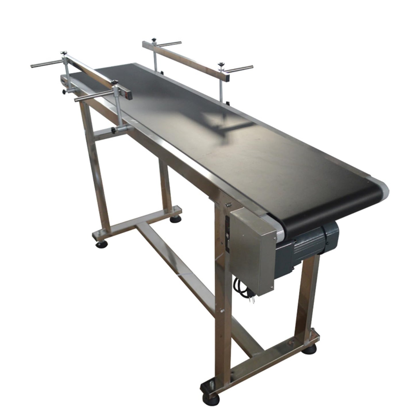 THUXEON 110V PVC Belt Conveyor with Double Guardrail, Conveyor Length 59inch Belt Width 11.8inch, Flat Conveyor Belt Systems with Anti-Static and Adjustable Speed for Industrial Transport