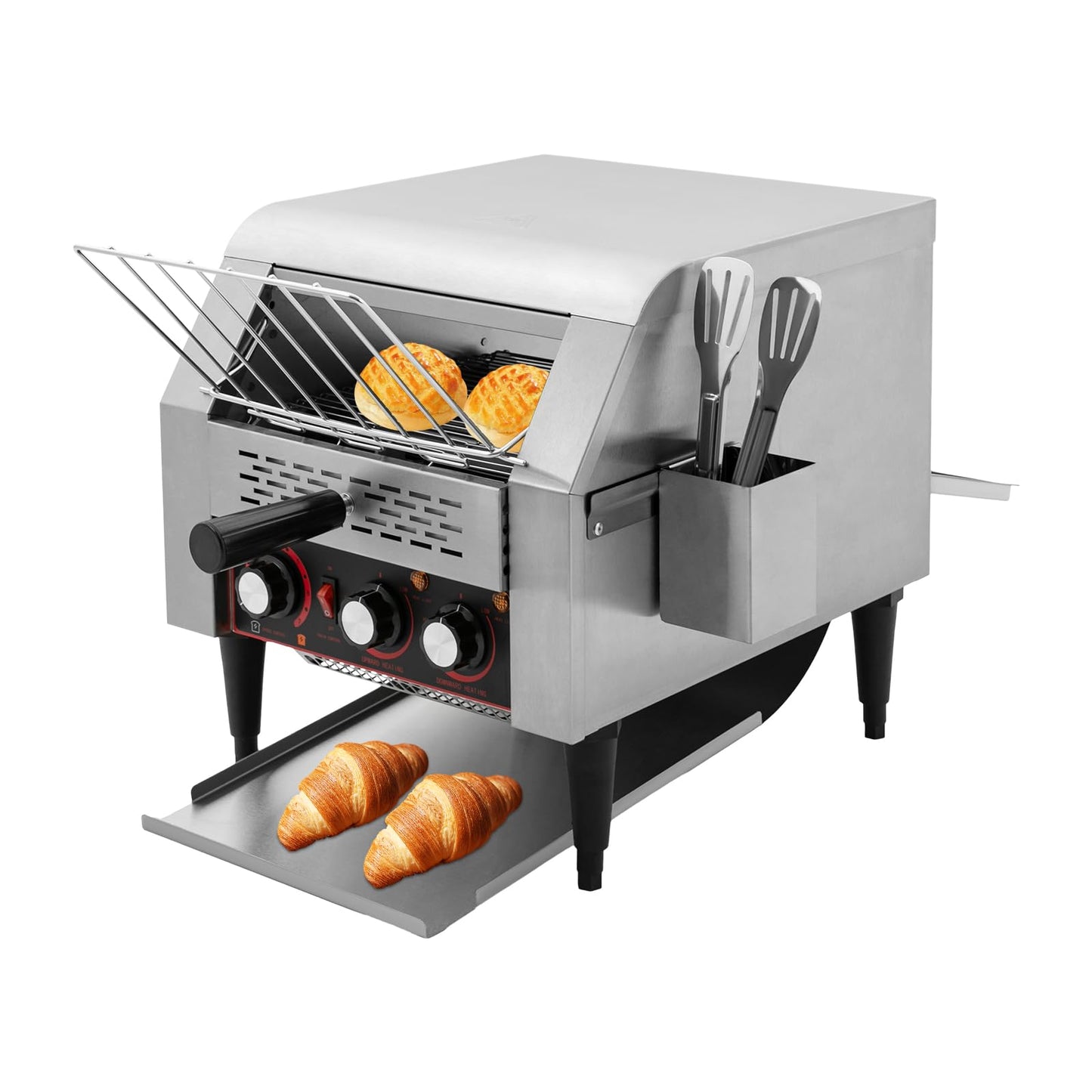 Commercial Conveyor Toaster, 350Slices/Hour 1900W Stainless Steel Heavy Duty Industrial Toasters w/Three-ring Heating Tubes,Countertop Electric Restaurant Equipment for Bun Bagel Bread Baked Food