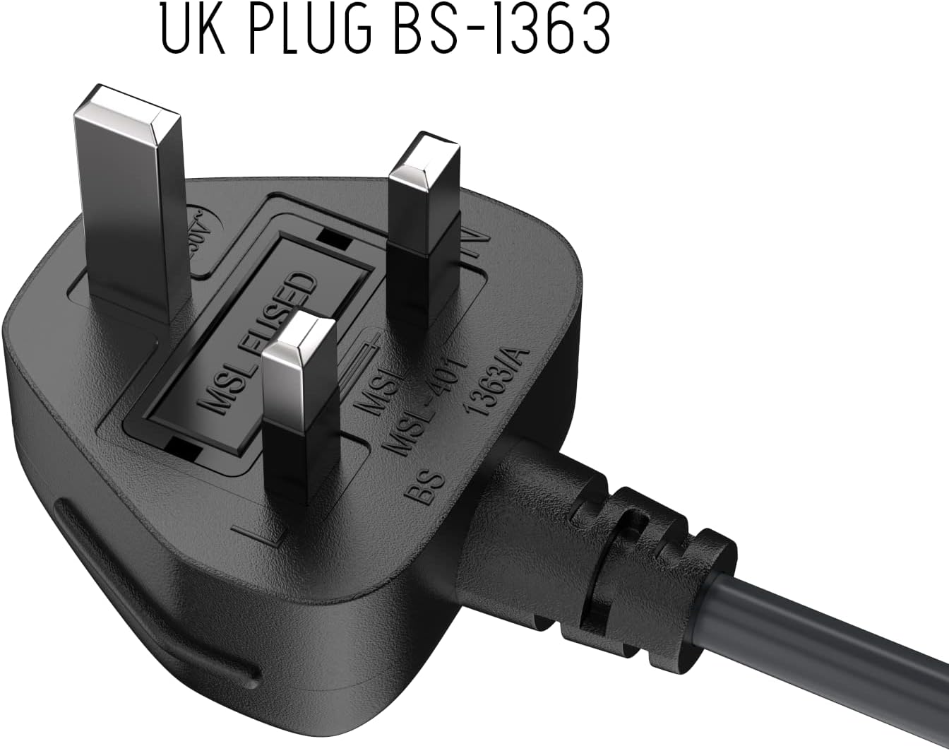 Cable Leader 6ft 18 2.5 IEC-320-C5 BS1363 AWG England Notebook Power Cord with A Fuse, to UK Plug