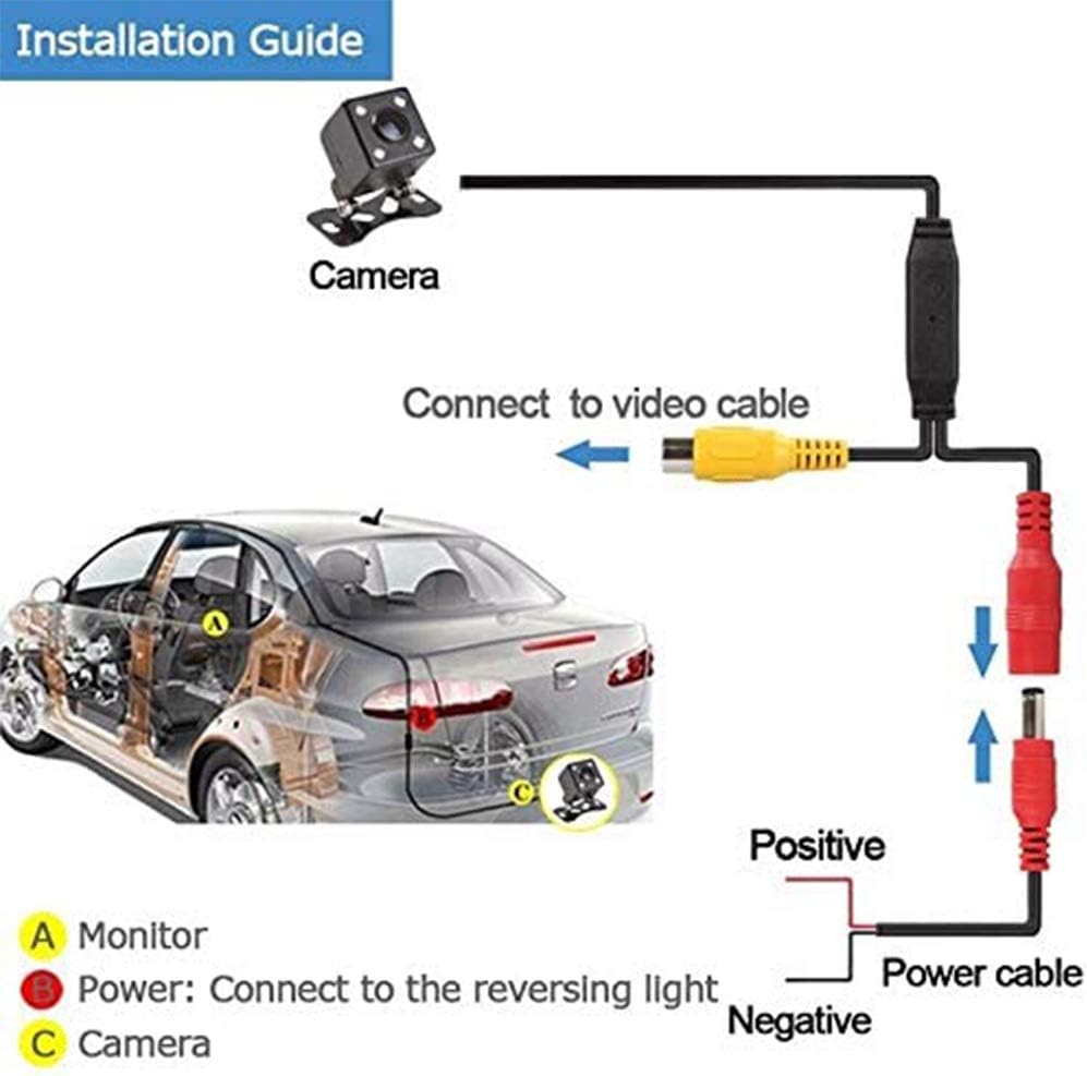 CAMECHO 170 12 Vehicle Backup Camera Waterproof Car Rear View Camera Wide Angle LED Night Visions Backup Reversing