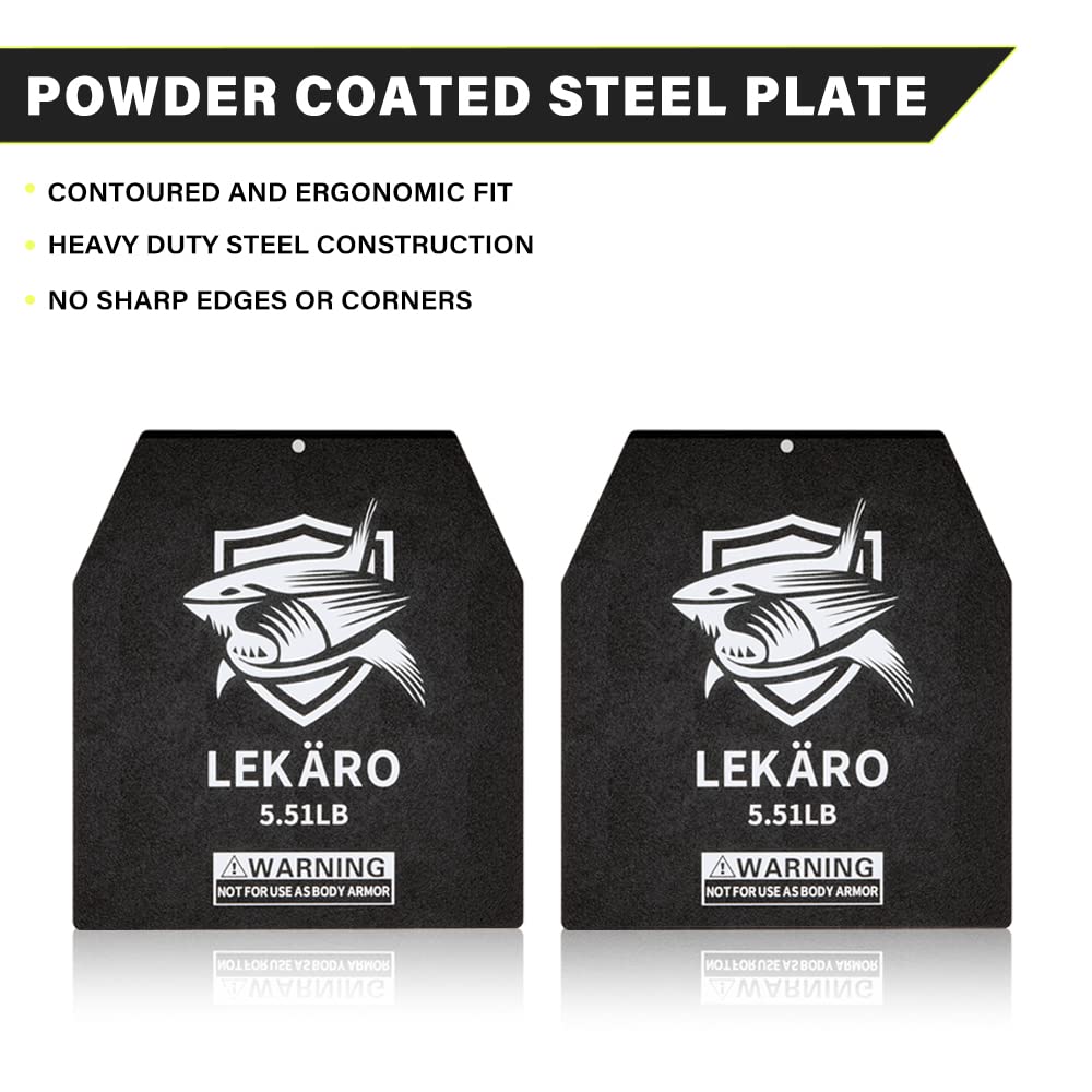 Weighted Vest Plates 9.8"x11" Steel Weight Plates for Vests – 5.51/8.81/15.43/20.94 LB Pairs – Rust-Proof Powder Coated Workout Inserts for CrossFit Murph Rucking Running Strength Training
