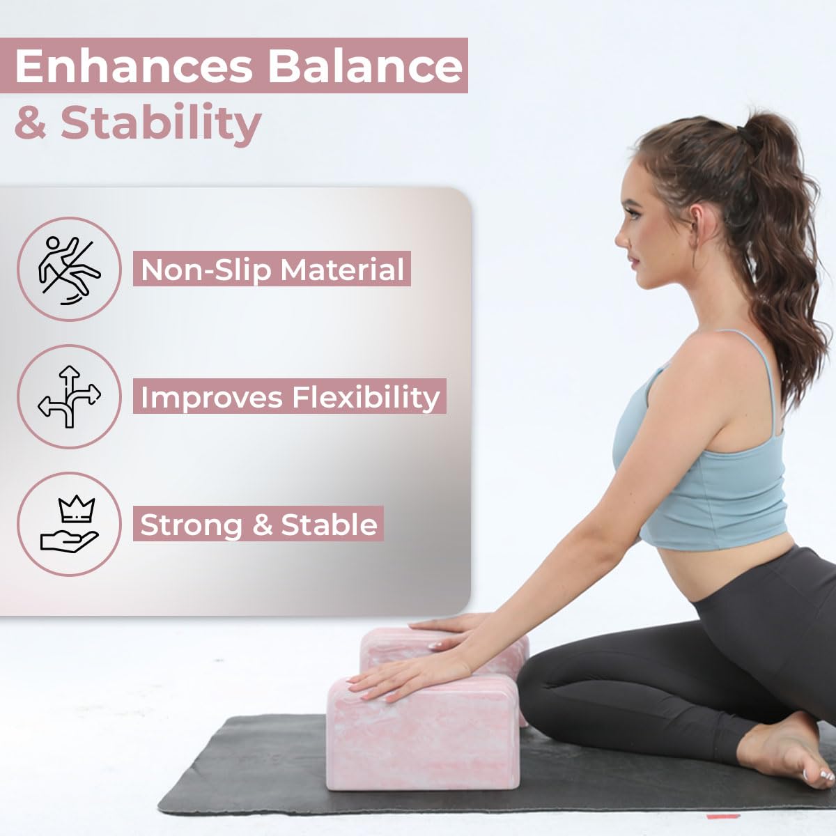 NEUMEE Yoga Block, EVA Foam Yoga Brick with Arc Shape & Non-Slip Grip, Lightweight Portable Yoga Block for Women Men, Ink Painting Design, Yoga Accessories for Poses, Pilates, Meditation, Balance & Stretching