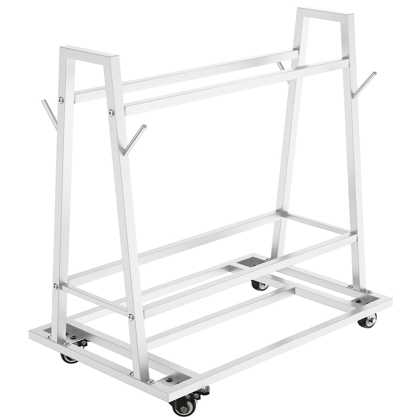 Wash Rack and Mat Transporter, Floor Mat Cart with Casters Commercial Floor Mat Rack with Four Short Rods 42“ L x 28” W x 40“ H