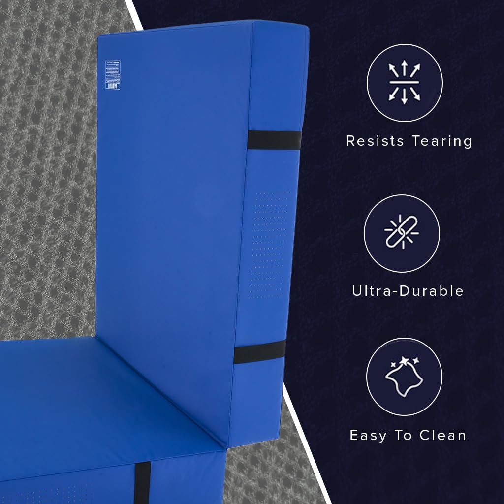 We Sell Mats 12 Inch Thick BiFolding Gymnastics Crash Landing Mat Pad, Safety for Tumbling, Back Handspring Training and Cheerleading, 4 ft x 8 ft, Blue