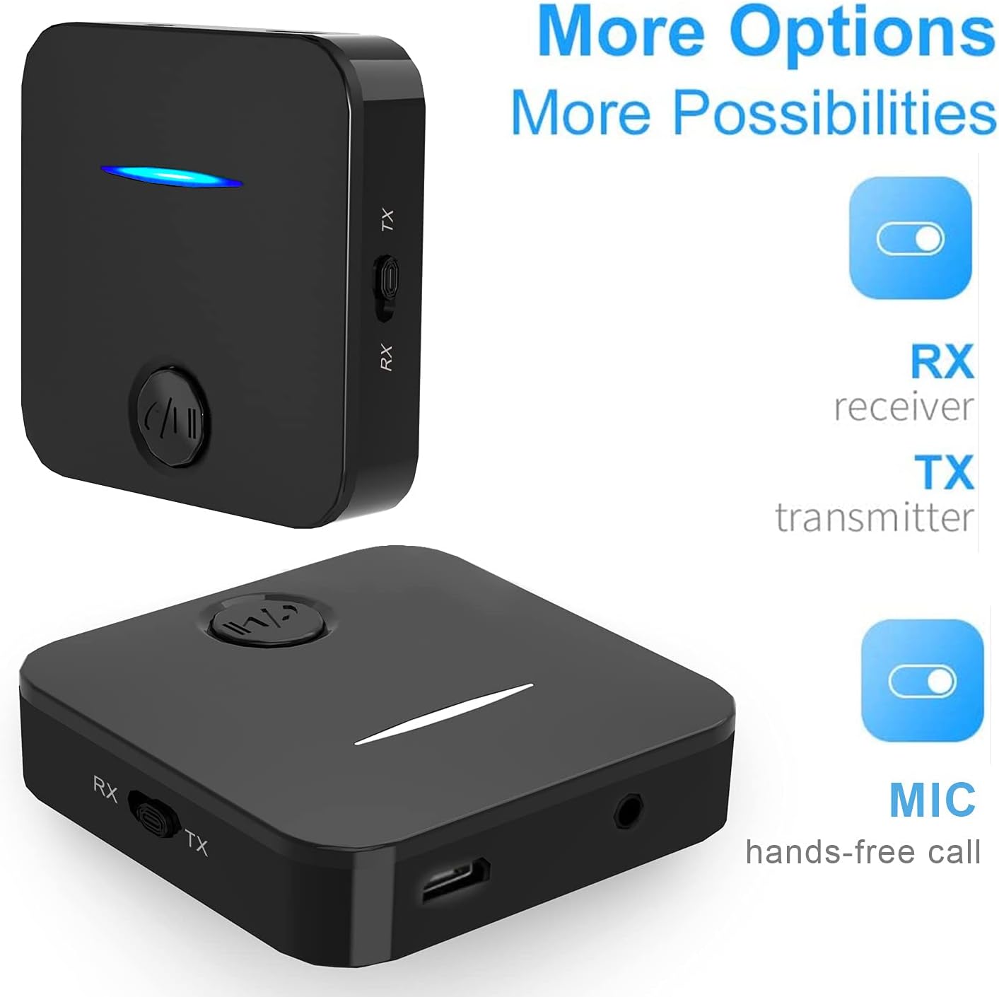 BCletty 5.4 2-in-1 Bluetooth Transmitter and Receiver, Wireless Audio Adapter with Built-in Microphone for Car, TV