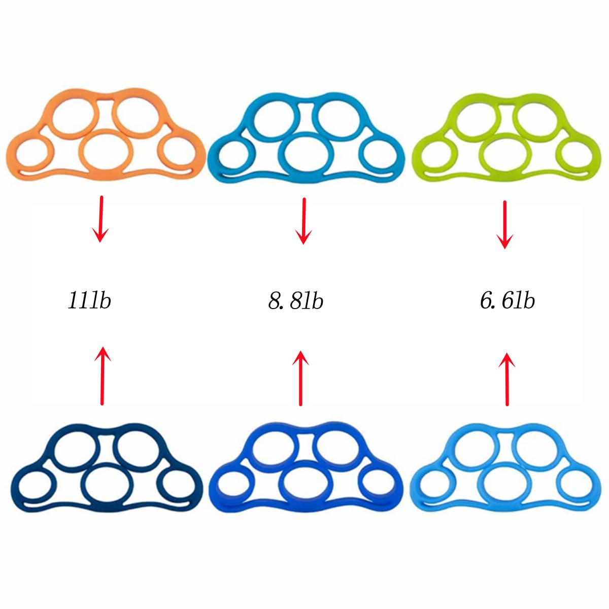 LAIYOHO 6 Pack Finger Strengthener - 3 Resistance Levels Silicone Exerciser - Hand Grip Trainer for Fitness, Guitar & Rock Climbing