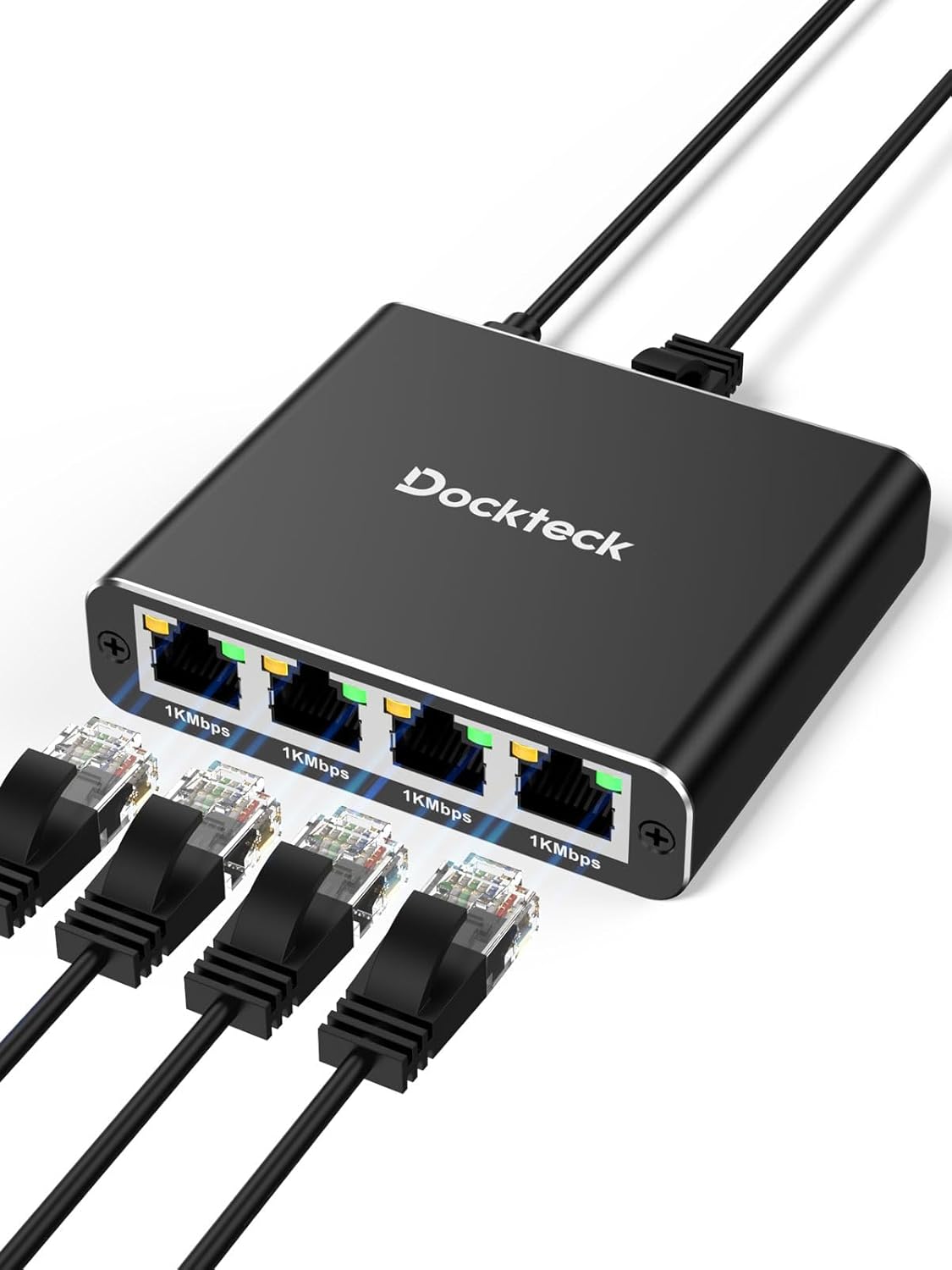 dockteck 1 4 1000Mbps, 1 4 RJ45 Cat5/5e/6/7/8 Ethernet Splitter to Internet Cable Splitter in Out High Speed Switch