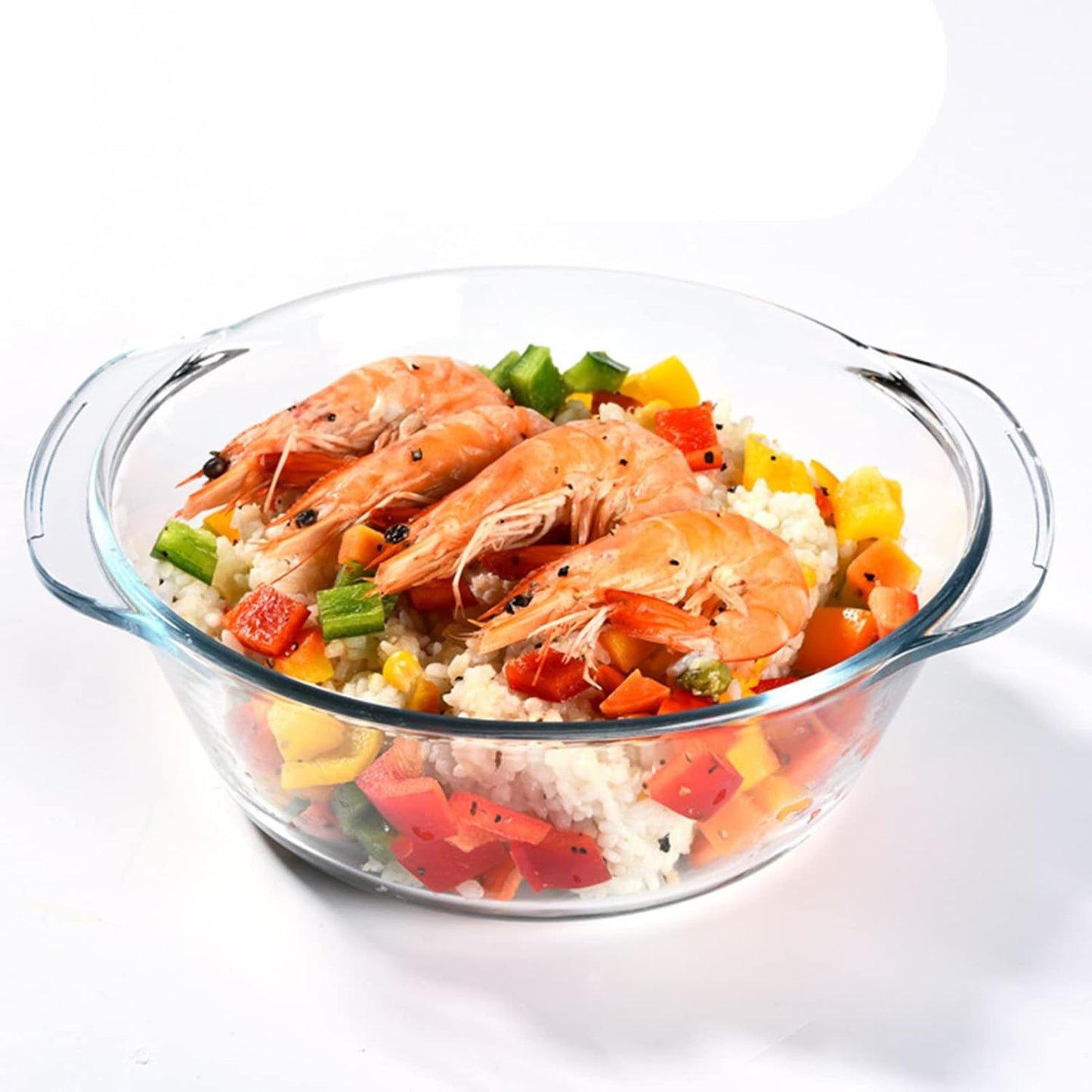 Skiennix Casserole Baking Dish - 2-Piece Mini Round Set with Handle & Lid | 3/4 Quart, Tempered Glass, Oven Safe