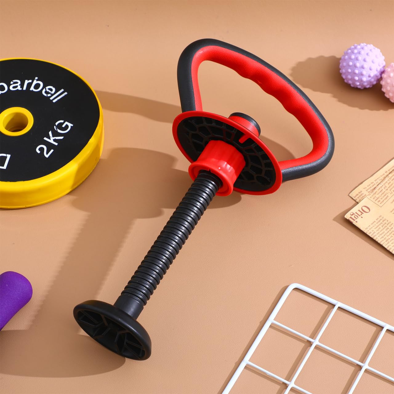 Kisangel Adjustable Kettlebell Handle with Base Nut for 40 Lb Weight Plates Anti-Slip Grip Attachment for Strength Training and Full Body Workouts at Home or Office