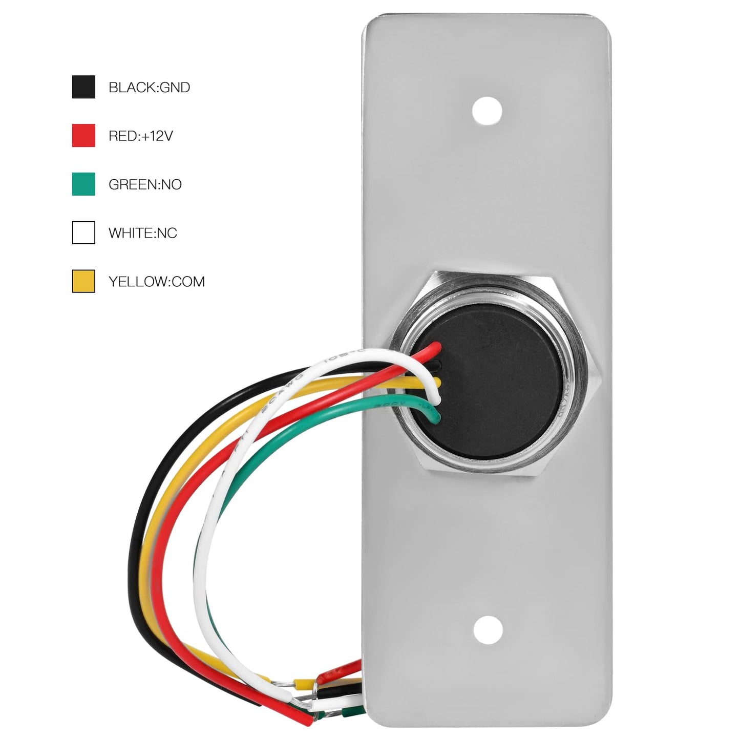 No-Touch Infrared Push to Exit Button with Green LED Indicator, Indoor Stainless Steel Panel Exit Access Control Switchl, featuring NC, COM, and NO Outputs (SNT886-115X40mm)