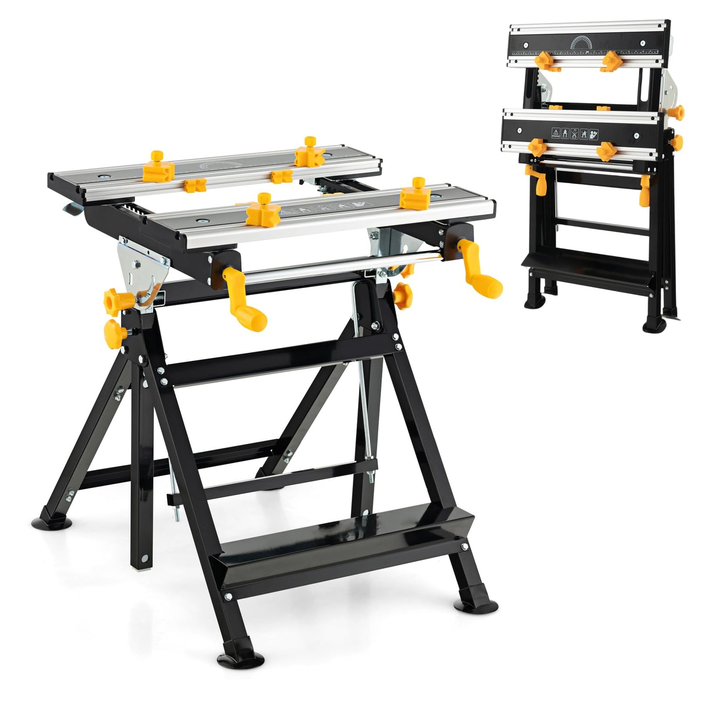 ERGOMASTER Portable Workbench, Folding Work Table with 8pcs Clamps, 220 Lbs Weight Capacity, Aluminum and Steel Frame