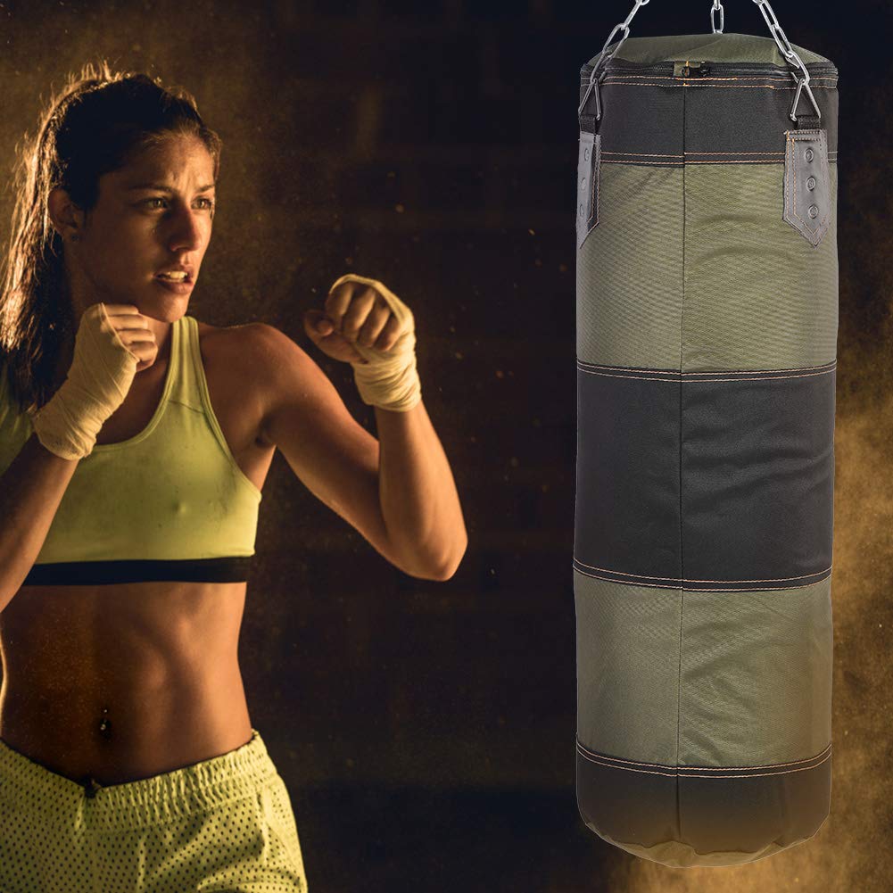 Bnineteenteam Heavy Punching Bag,Training Boxing Bag with Chain for Adults Men Women(Empty) (80cm-Green) Martial Arts