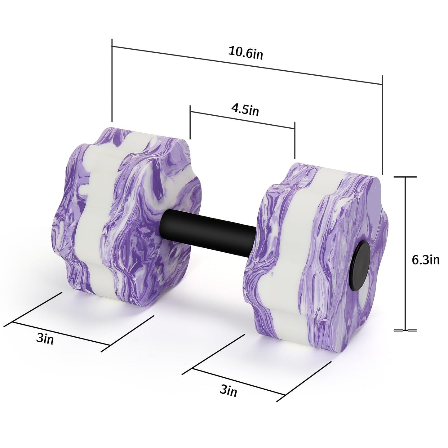 Camouflage Aquatic Dumbbells, Set of 2 Water Aqua Fitness Barbells Hand Bar Exercises Equipment, Water Aerobic Exercise Foam Dumbbell Pool Resistance for Weight Loss (Purple)