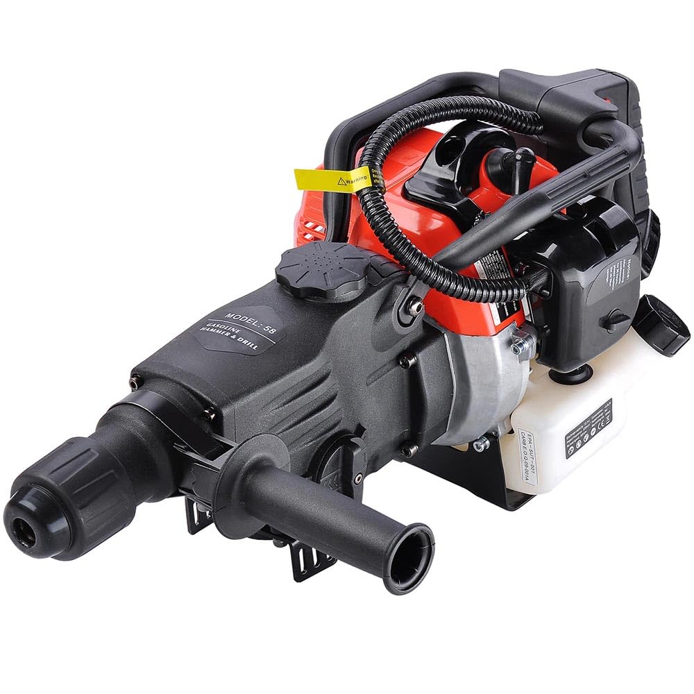 DEVALLEY Demolition Jack Hammer 33CC 2-Stroke Gas Powered Jack Hammer with Air Cooling System Hand Pull Start Gasoline Concrete Breaker Hammer for Hammering, Slotting,Drilling,Crushing
