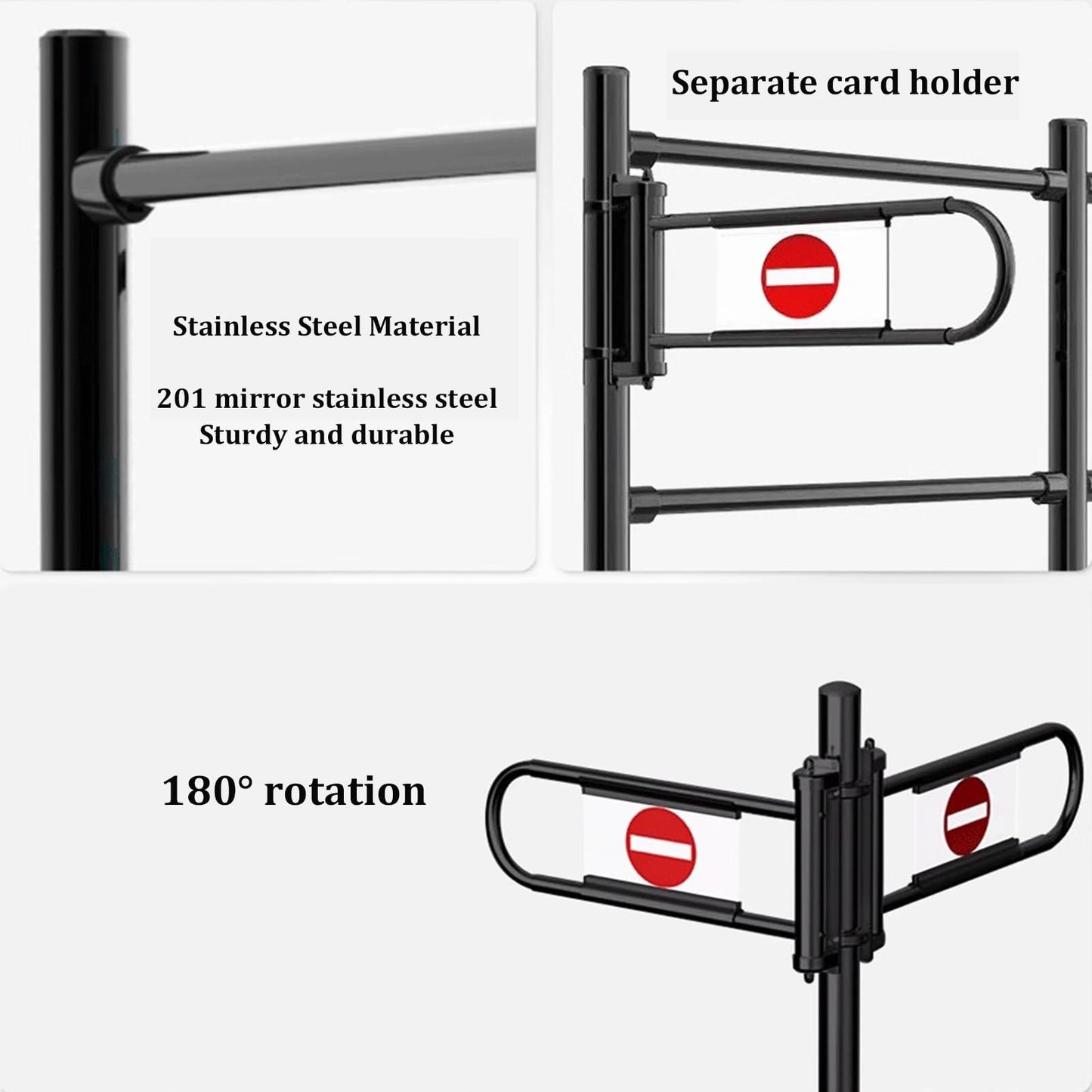 MSHOSAC Supermarket Cashier Counter Safety Gate - One-Way Metal Entrance with Automatic Closing Swing - Spring-Loaded Design for Warehouse & Mall Use (Black, 200x100cm)
