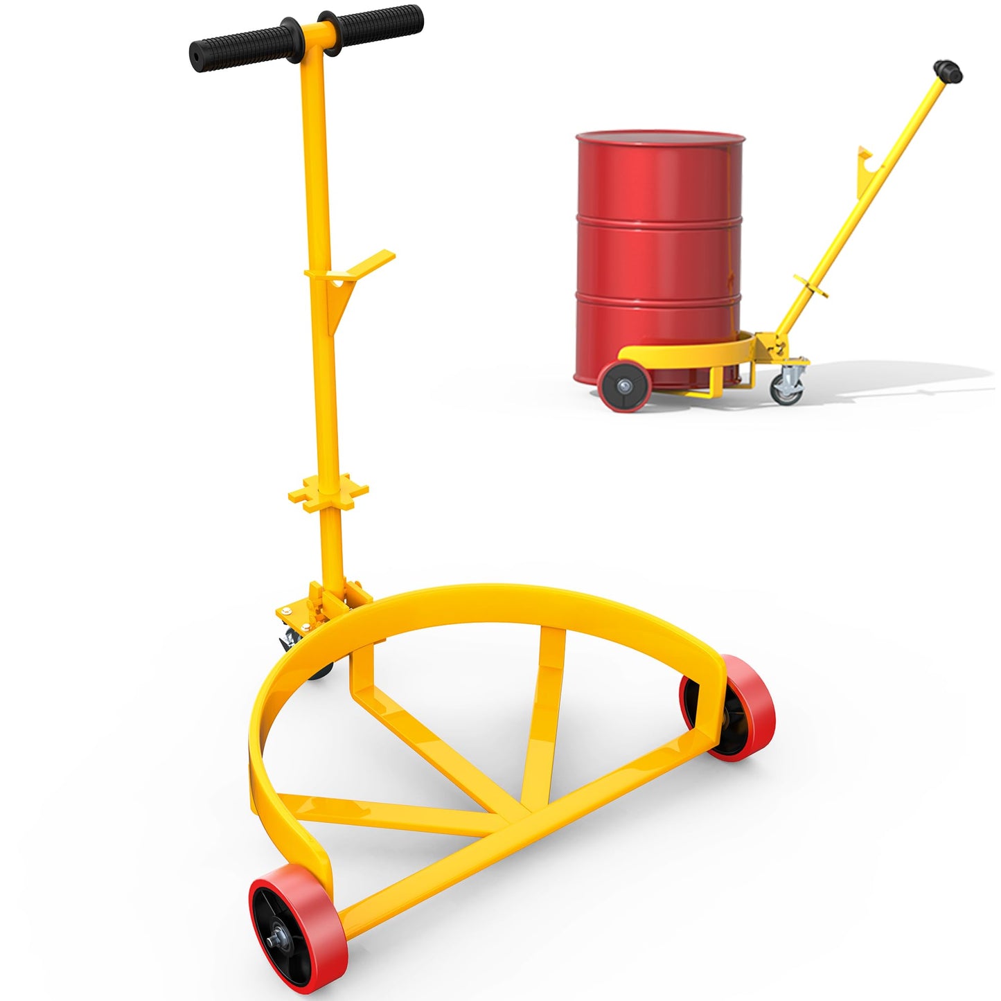YITAMOTOR 1200 lbs Capacity 55 Gallon Drum Dolly, Heavy Duty Drum Cart with Bung Wrench Handle, 55 Gal Drum Dolly with Swivel Wheels with Brake, 4 Universal Bottle Openers, Low Profile, Yellow