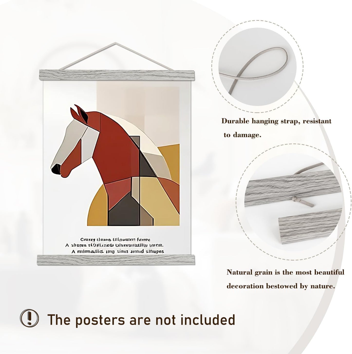 Artmag Magnetic Poster Hanger Frame - Light Wood Canvas Artwork Display | 20" Grey Size