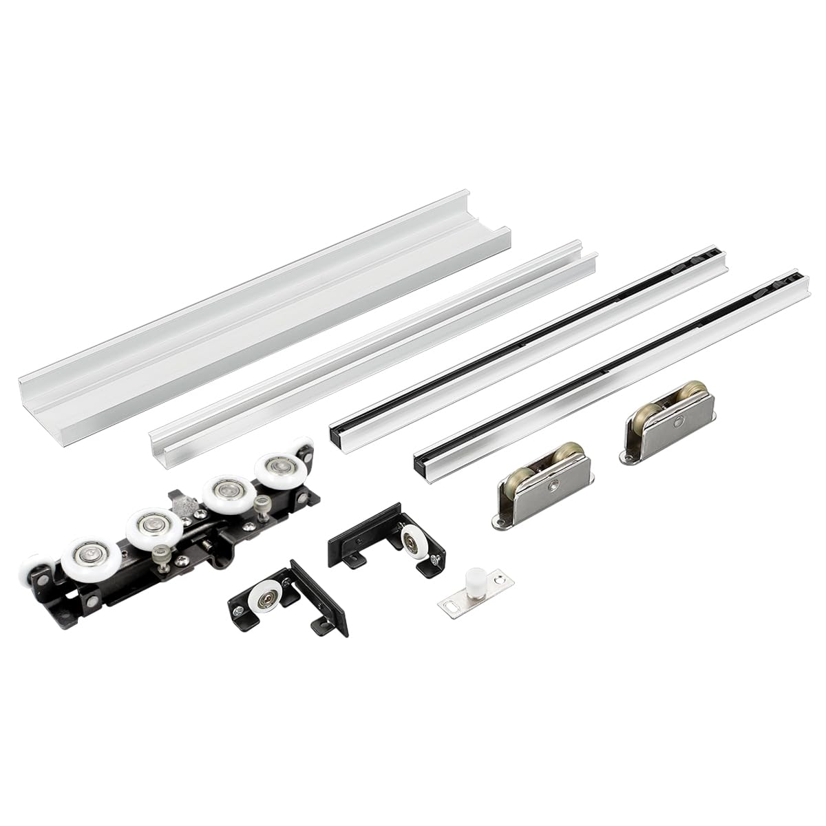 59“Concealed Sliding Barn Door Hardware and Track ，Floating Wall Mount，Soft Closing (Newly upgraded 4-wheel pulley)