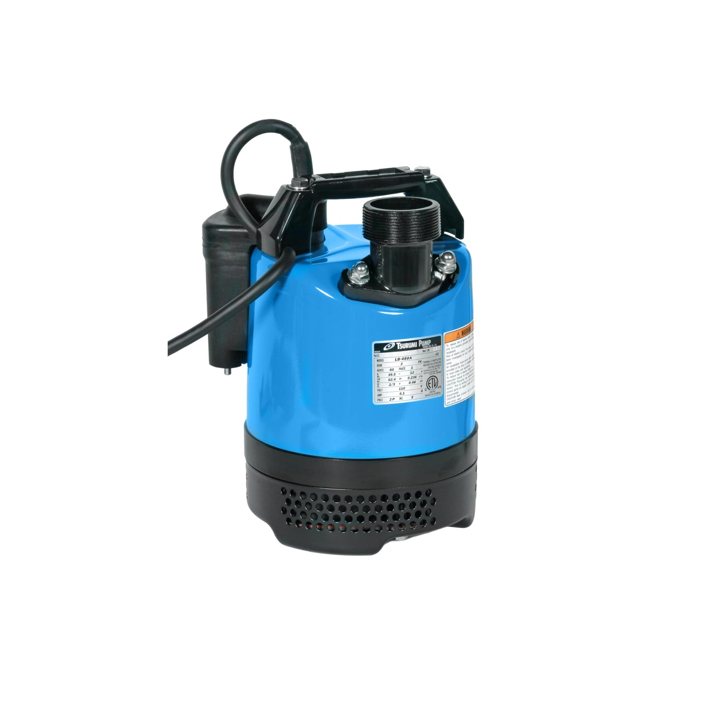 Tsurumi Pump LB-480A Submersible Dewatering Pump -Auto Relay Switch 2/3 HP 115V 2 in Discharge For construction dewatering applications where auto operation is needed | 63 GPM / 3780 GPH