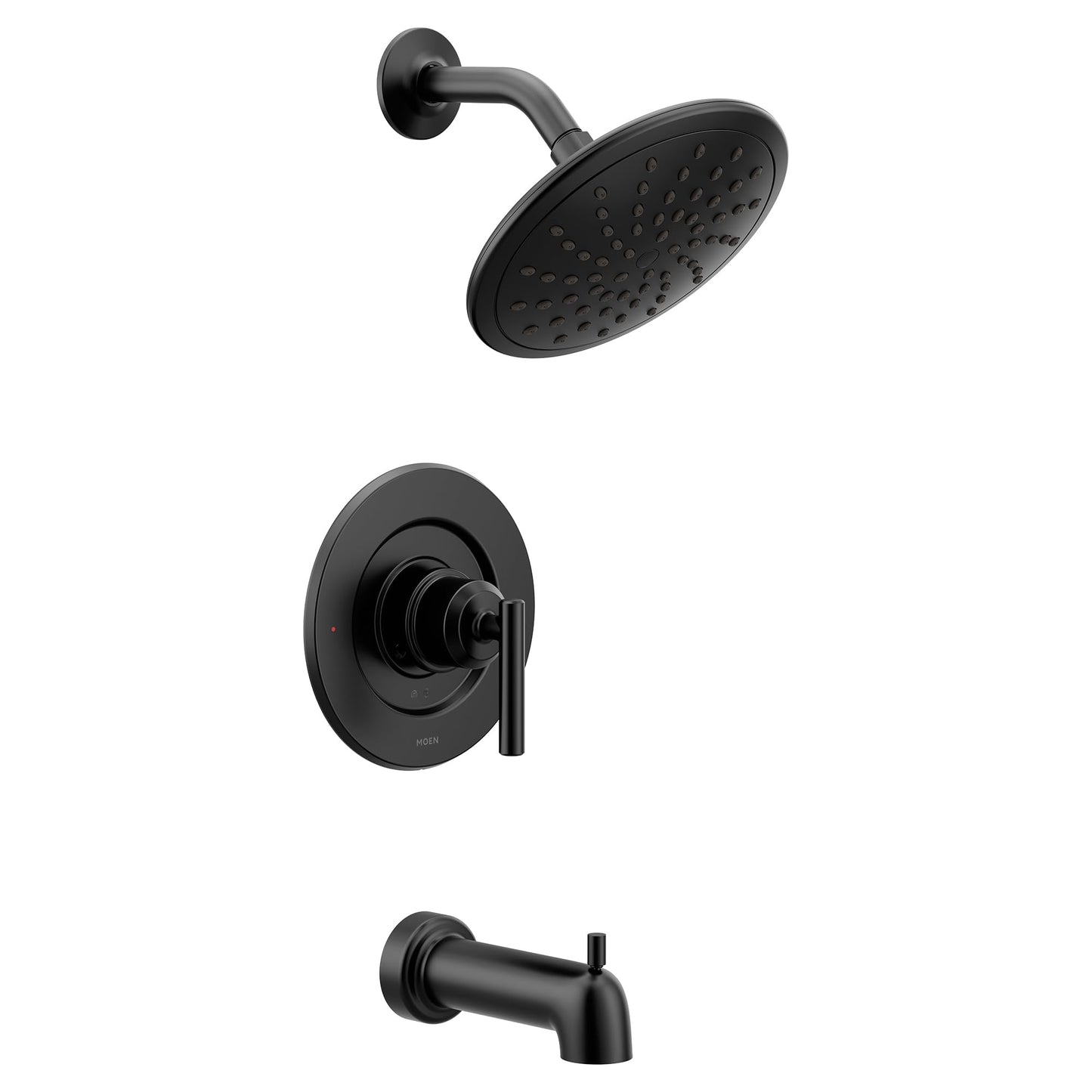 Moen Gibson Posi‑Temp Pressure Balancing Modern Tub and Shower Trim with 8‑Inch Rainshower, Valve Required, Matte Black, T3003EPBL