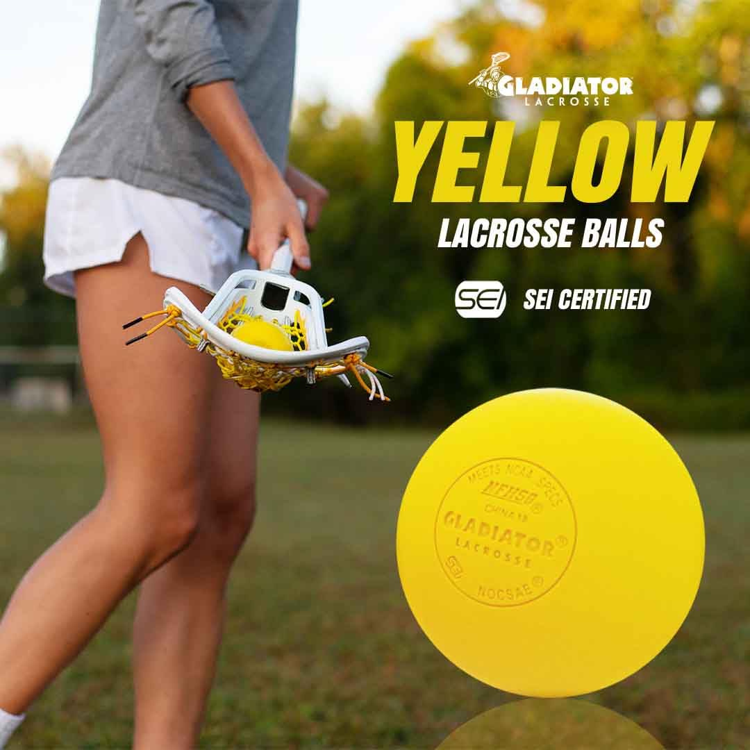 Gladiator Lacrosse® Single Official Lacrosse Ball – Yellow – Meets NOCSAE Standards, SEI Certified