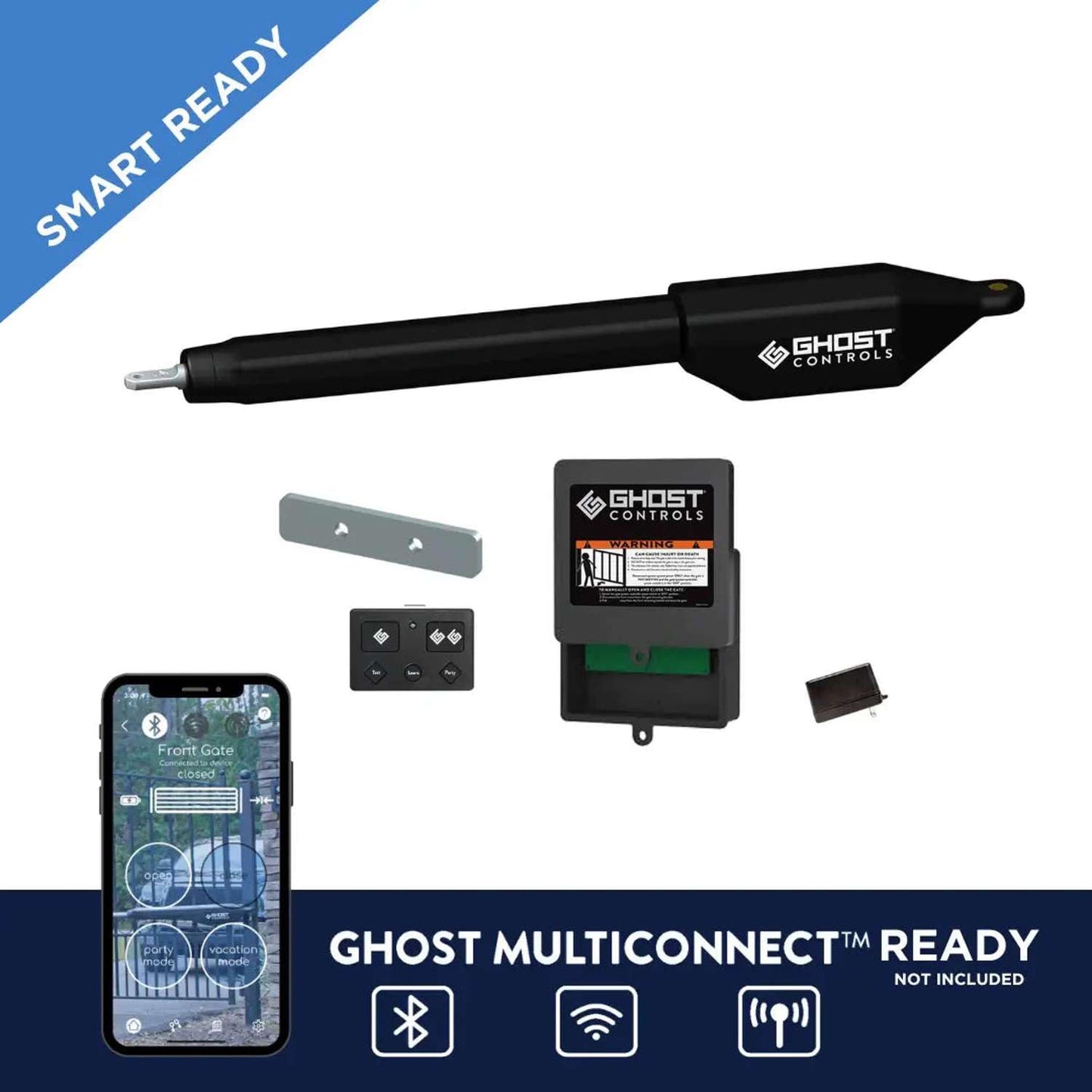 Ghost Controls Automatic Gate Opener Kit for Column Mounted and Decorative Driveway Swing Gates with Gate Opener Remote - Solar Capable - Manor Series - Model HDP1