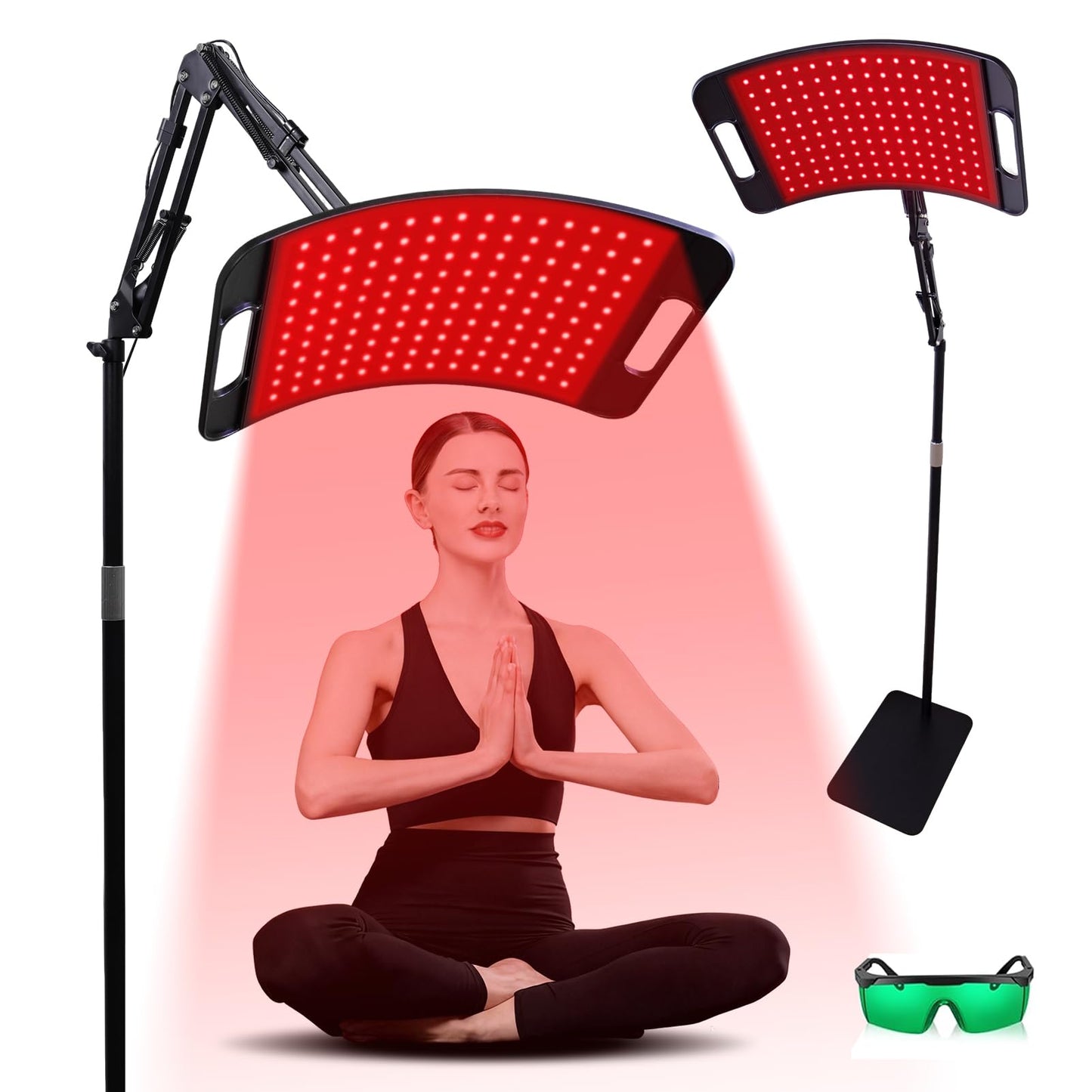 Red Light Therapy for Body and Face, Red Light Panel with 660nm & 850nm LEDs, Infrared Light Therapy Lamp with Adjustable Stand, Red Light-Therapy at Home with Eyes Protection Goggles