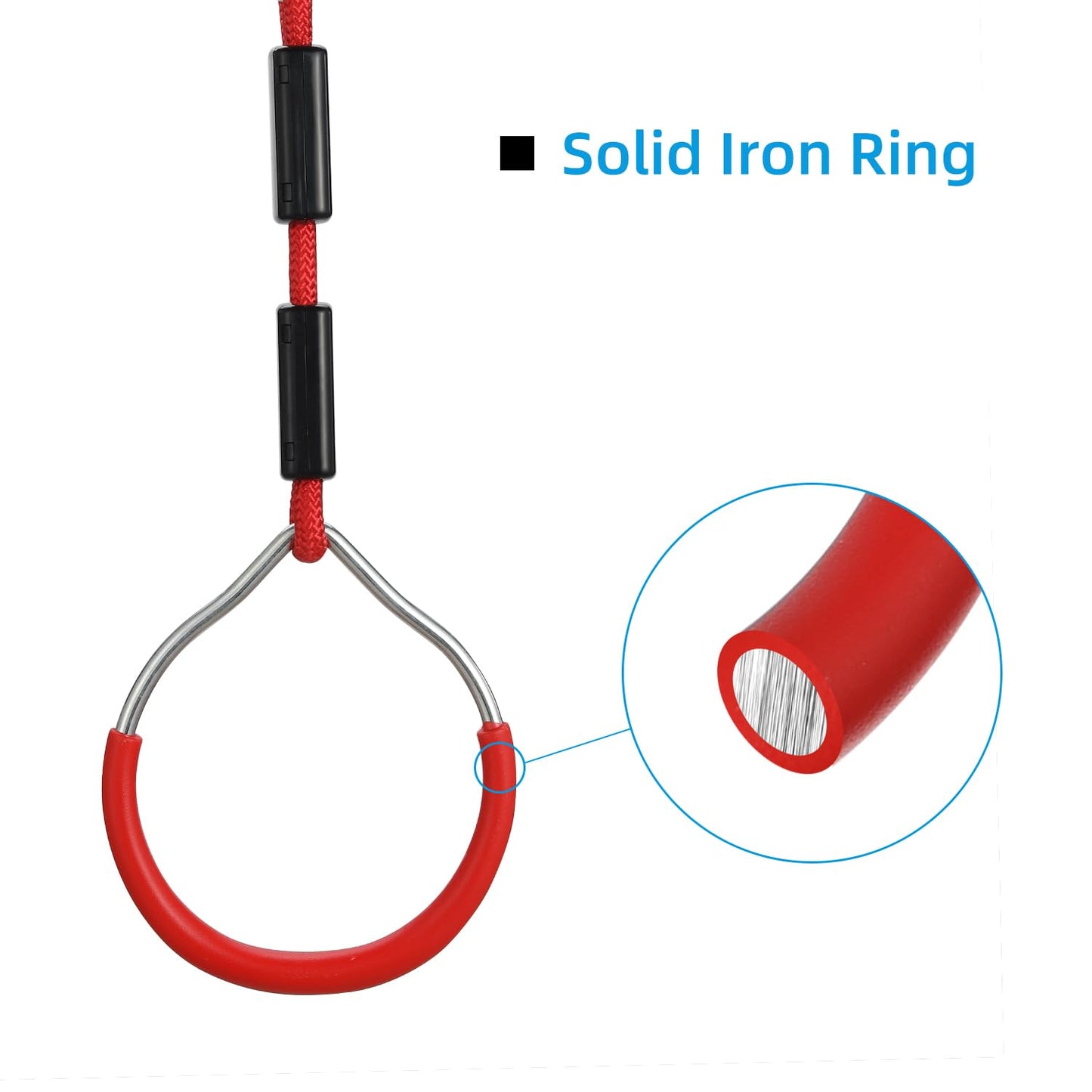 PELLOR 4-Pack Colorful Ninja Rings -Gymnastic Rings, Ninja Slackline Obstacle Course Accessories, Backyard Playground Training Equipment Play Set for Kids Adult