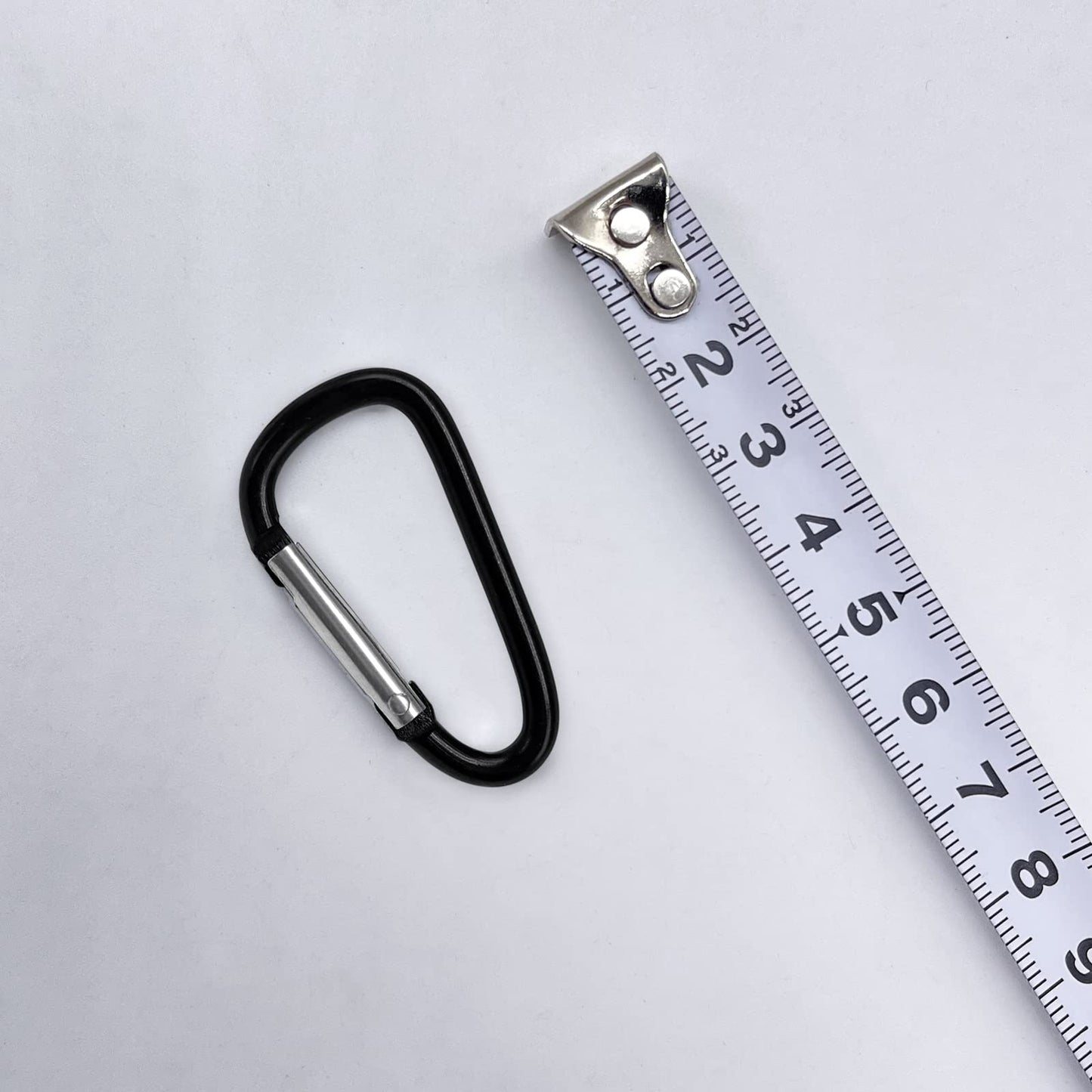 XIECHANEE 30PCS Aluminum Carabiner Clips, 2" D Shape Spring Snap Hooks Carabiner with 30PCS Keyring Keychain Hook, Black