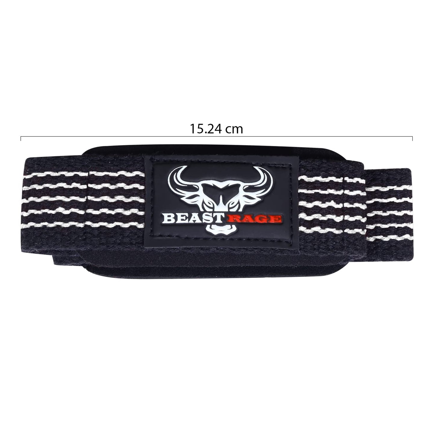BEAST RAGE Heavy Duty Lifting Wrist Straps for Weightlifting, Figure 8 Loop Powerlifting Deadlift Strap wraps Weights Padded Support Professional Fitness Gym Bodybuilding (White)