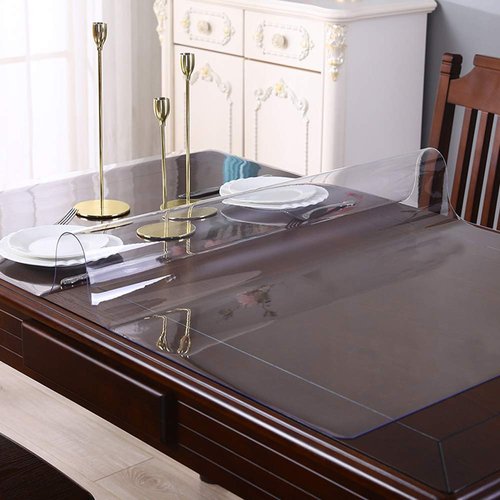 Clear Plastic Dining Table Protector 42x76 Inch Desk Pad Mat Wooden Furniture Coffee End Side Dinner Bar Table Cloth Top Protection Countertop Cover Waterproof Rectangular PVC Heat-Resisting