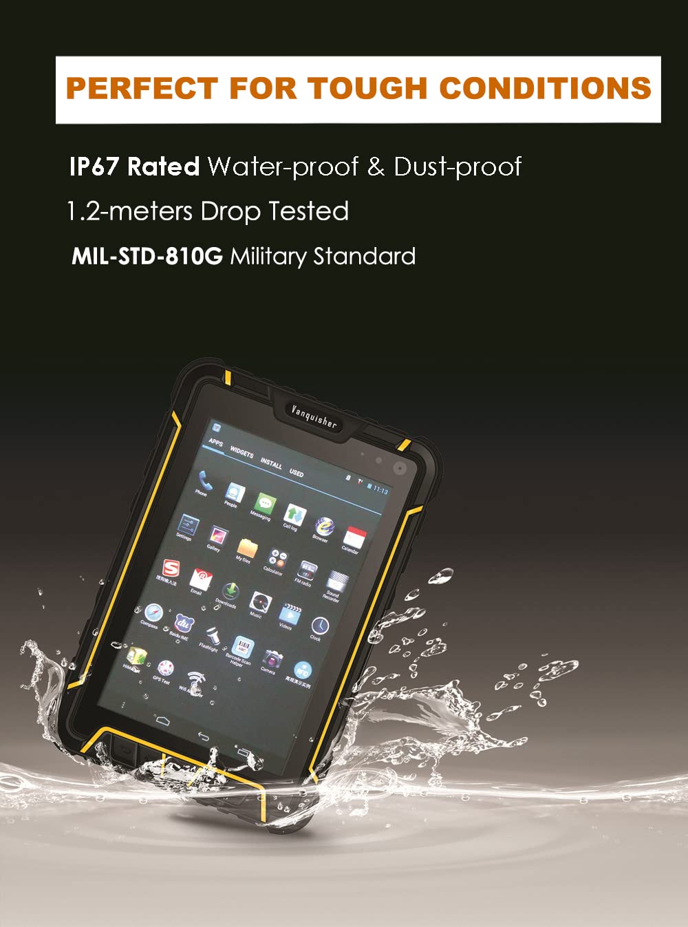 Rugged Industrial Tablet PC Android Barcode Scanner | with Honeywell 2D Bar Scan Engine | 7200mAH Battery | WiFi & 4G LTE, Thin & Light Weight, for Warehouse & Logistics