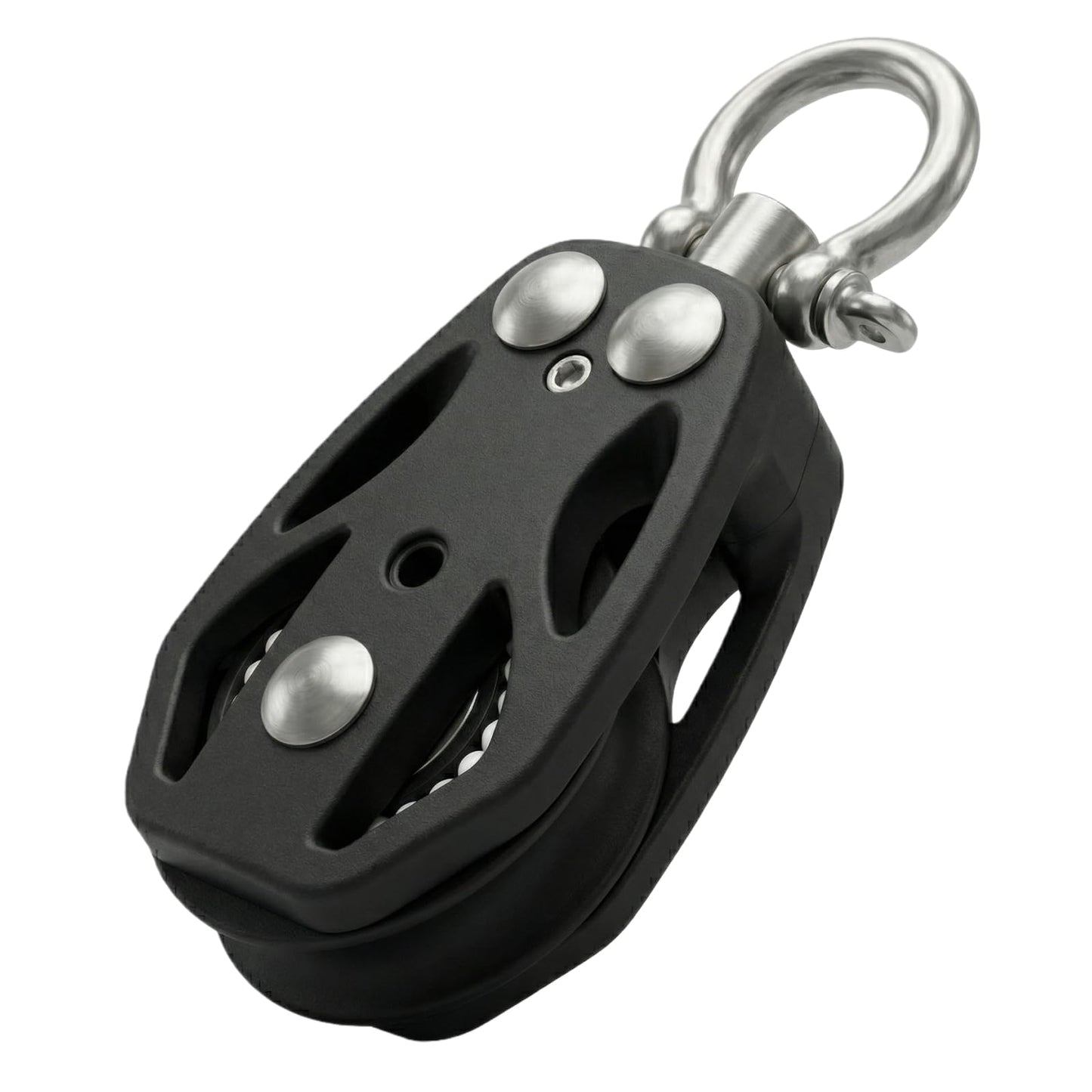 RiaYer 50mm Heavy-Duty Single Swivel Sailing Block with Ball Bearings, T316 Stainless Steel & PA66 Nylon Marine Pulley, 3100 lbs Breaking Load, High-Load Rigging Hardware (1-Pack)