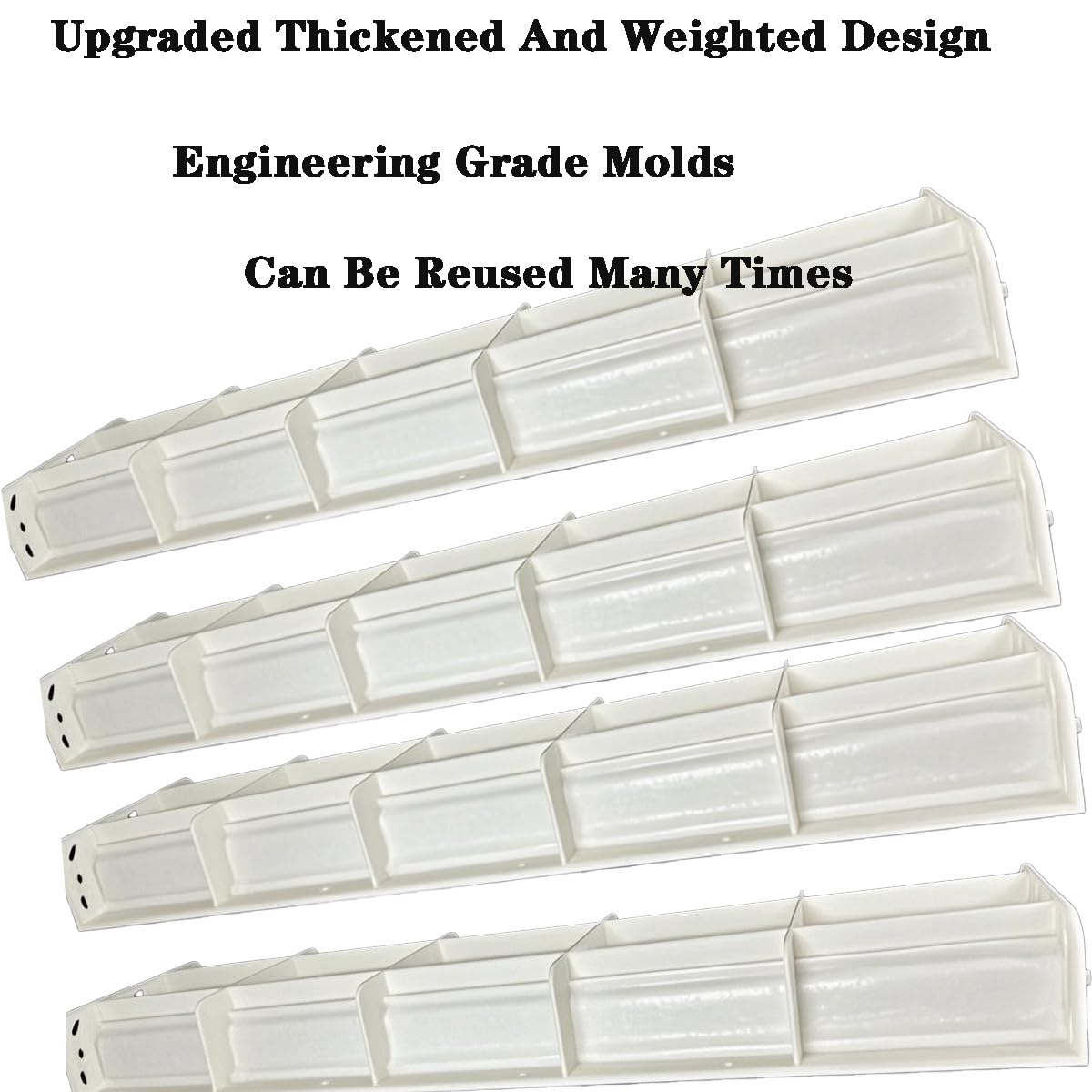 DIYUNIMOULD 4-Pack 39.4" Length Upgraded Heavy-Duty ABS Precast Line Molds with Alignment Holes, Concrete Edge Balcony Mold - Reusable & Time-Saving for DIY & Contractors (B)