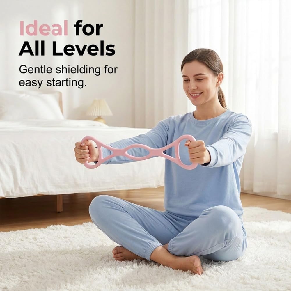 Figure 8 Resistance Band with Handles, 2026 New Resistance Bands for Women & Men, Workout Bands with Non-Slip Handles for Toning, Posture Correction, Home Gym, Yoga (Blue-2PCS)