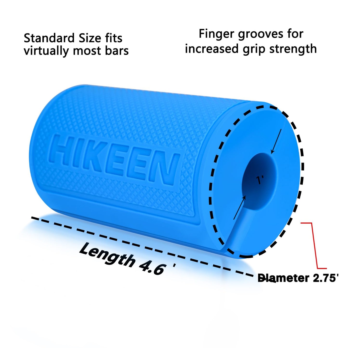 Hikeen Thick Bar Dumbbell Grips, Non Slip Hard Rubber Barbell Grips for Weight Lifting, Muscle Building - 2.75" Outer Diameter