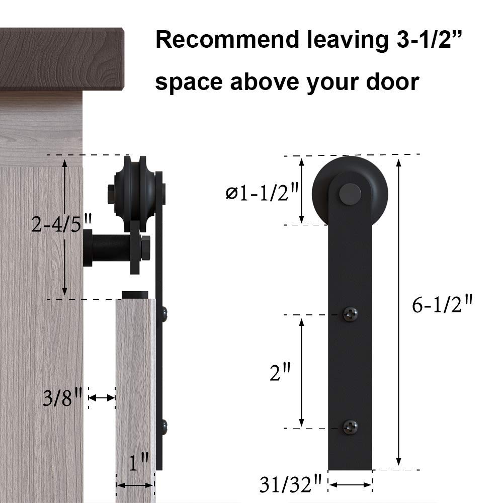 WINSOON 7FT Super Mini Barn Door Hardware Kit for Sliding Double Doors Small TV Stands Wardrobe Cabinets, I Shape Hanger (7FT Double Doors Kit)