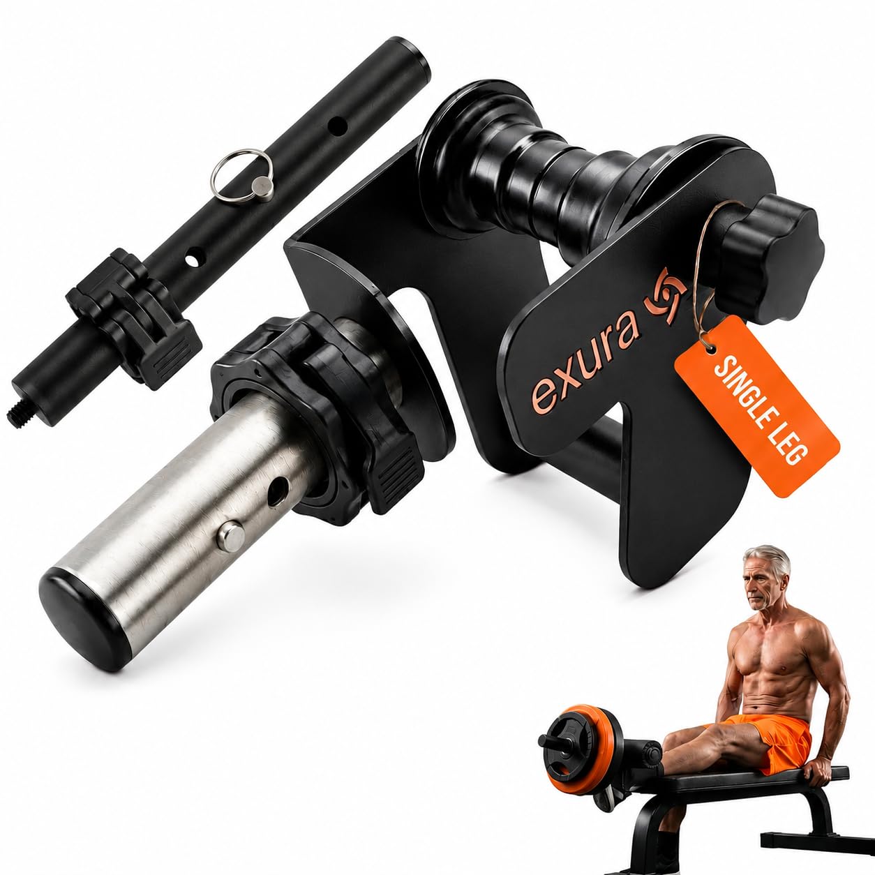Exura Solo Tib Bar Knees Over Toes Adjustable Tibialis Trainer Leg Workouts,Tibialis Bar Calf Raise Machine Equipment for Strengthening Calves, Shins & Ankles Fits 1" and 2" Strength Training Plates