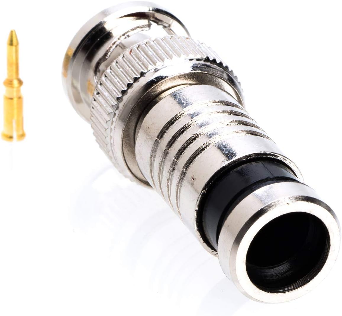 RG59 2-Piece 30 Pack BNC Male Compression Coax Connector for CCTV Security Camera DVR Systems, All-Metal Construction