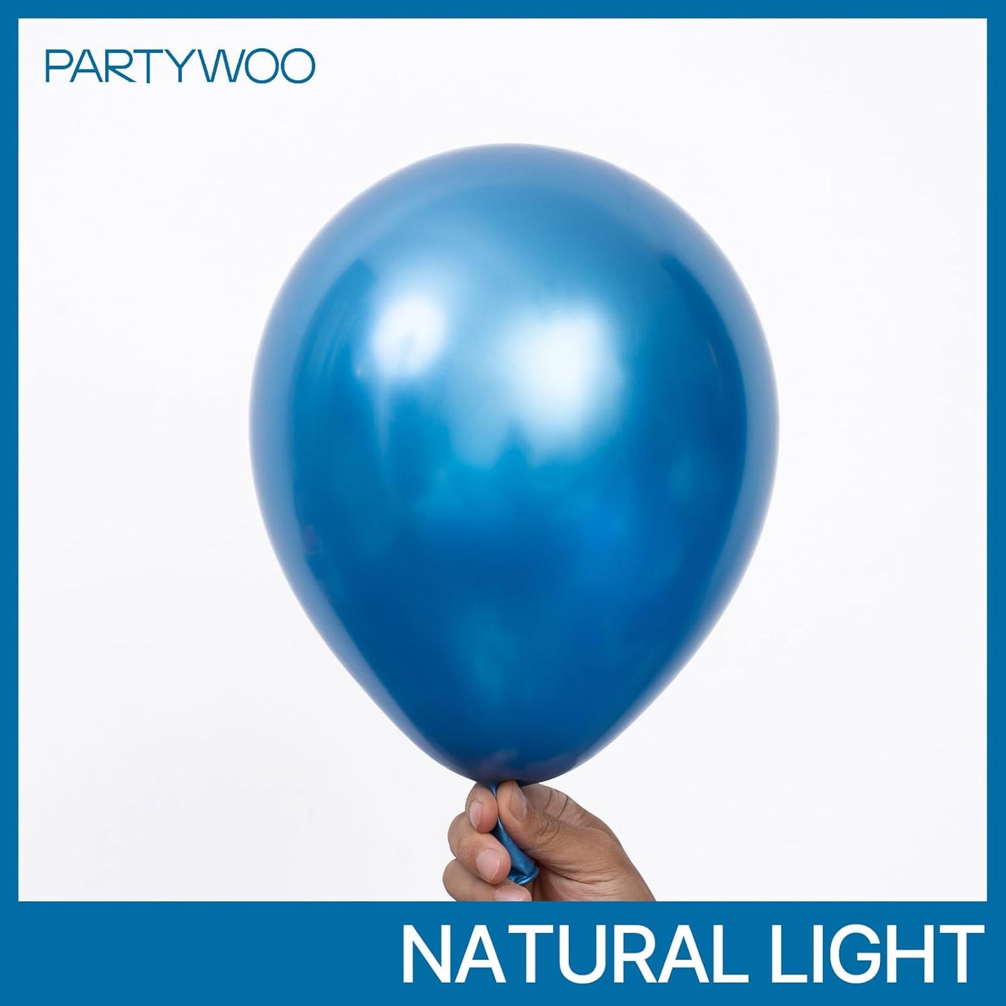 PartyWoo Metallic Blue Balloons - 140pcs Chrome Latex Balloons in 5-18 Inch Sizes for Celebrations
