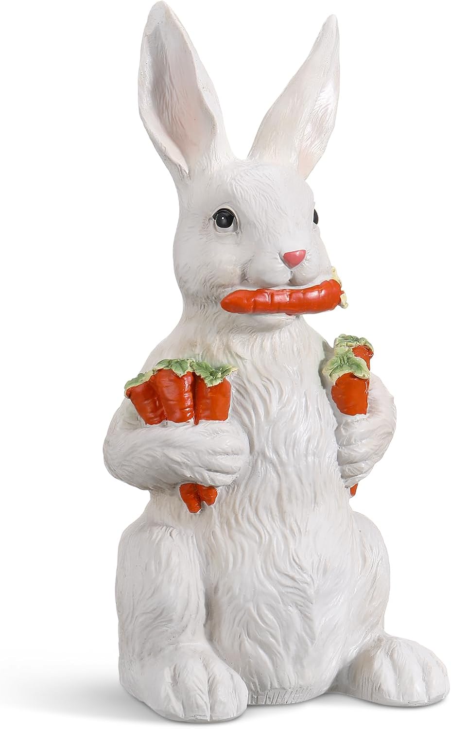 Yookeer Bunny Sculpture - 13 Inch Spring Resin Rabbit Figurine with Carrot | Easter Home Decor