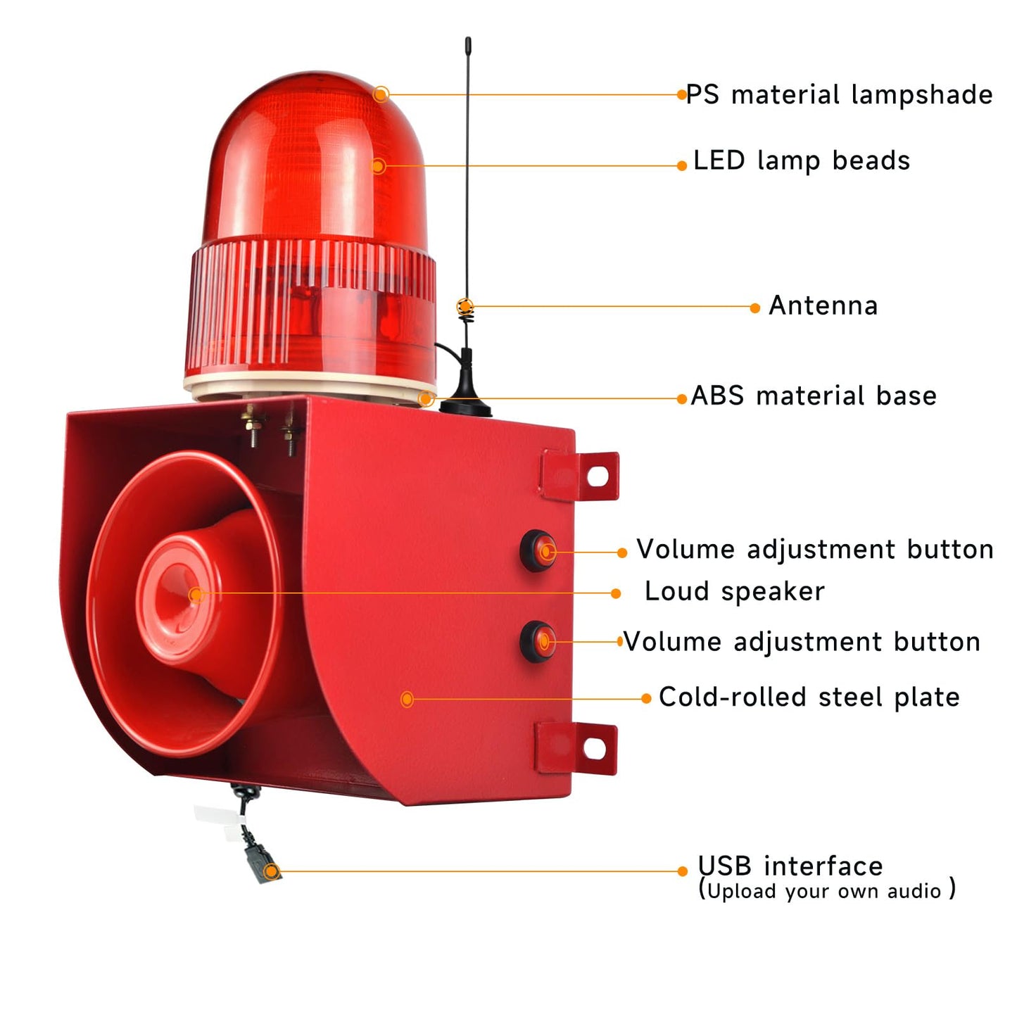 EOKHEOY Outdoor Security Siren Alarm 1.24 Mile Range Wireless 120dB Loud Waterproof Emergency Alarms with Strobe Light Adjustable Siren Sounds AC110-120V
