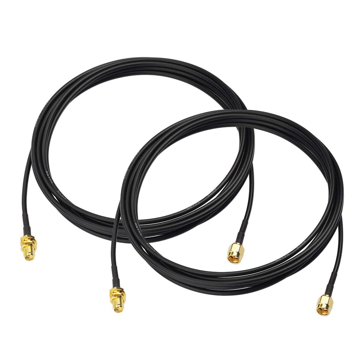 RG174 3m 10 (2-Pack) 4G BINGFU SMA Male to SMA Female Bulkhead Mount Antenna Extension Cable feet Compatible with LTE