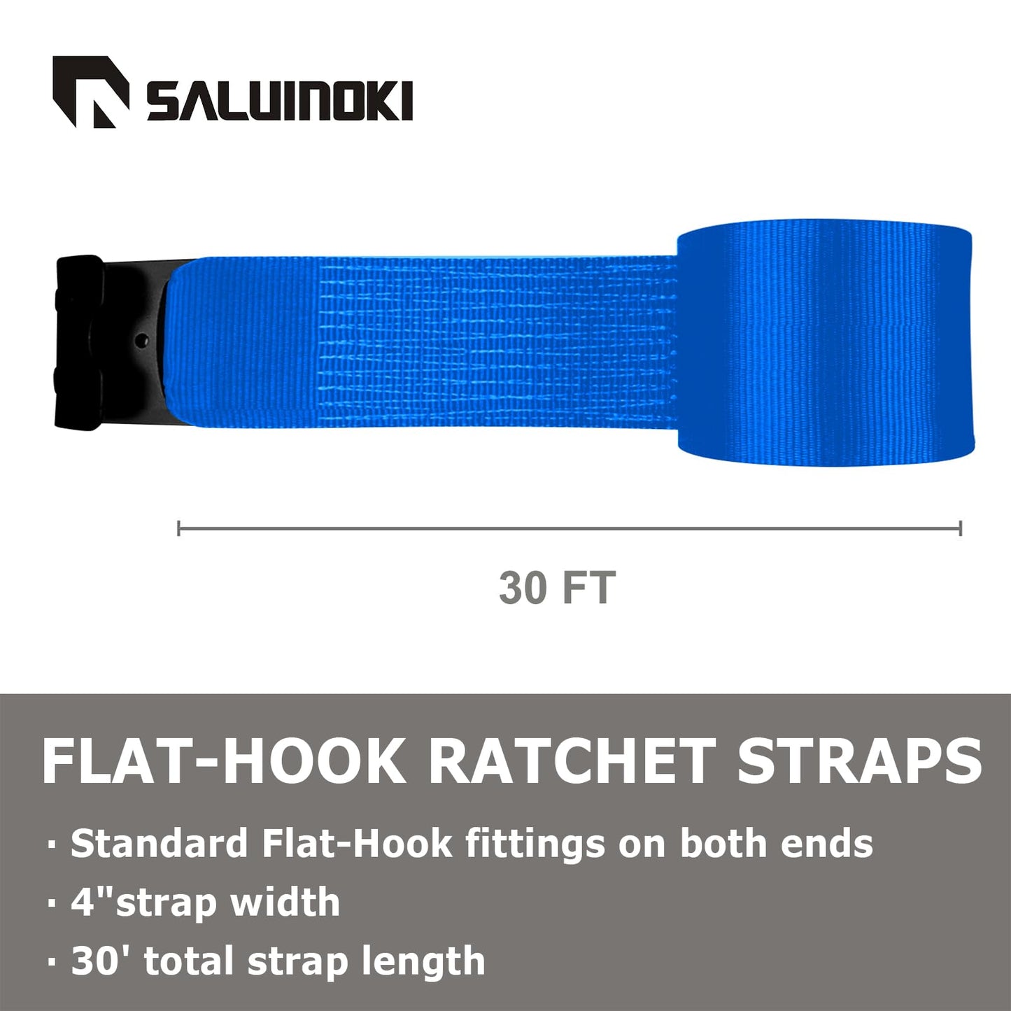 SALUINOKI 12Pack 4 inch Straps Flatbed Strap 4x30 Truck Strap for Flatbed Trailer Winch Strap Heavy Duty 4 inch Ratchet Straps Flatbed Blue