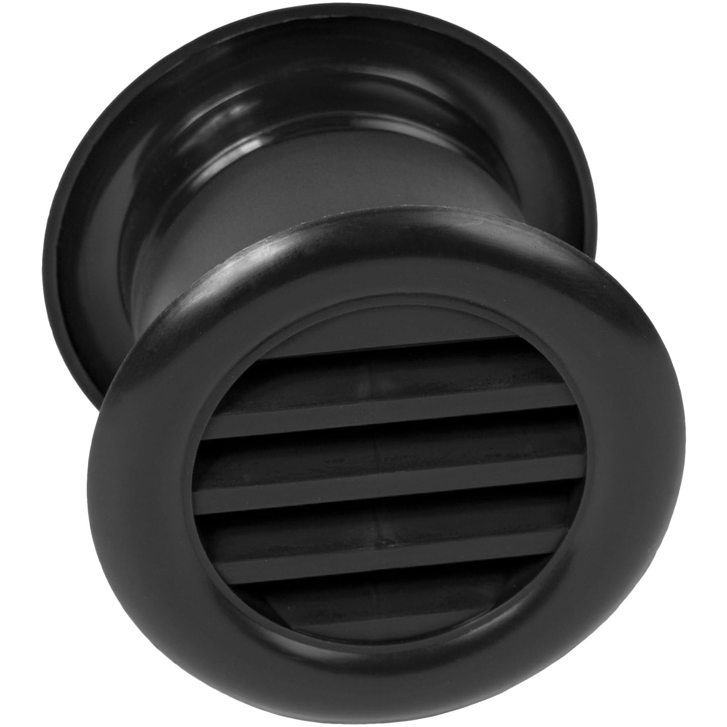 Vent Systems 1.5" Inch Round Door Vent Cover - 2 Pack - Black Plastic Mini Circular Grille with Dual-Sided Louvers - Durable Snap-In Register for Indoor Airflow - Ideal for Cabinet, Closet Ventilation