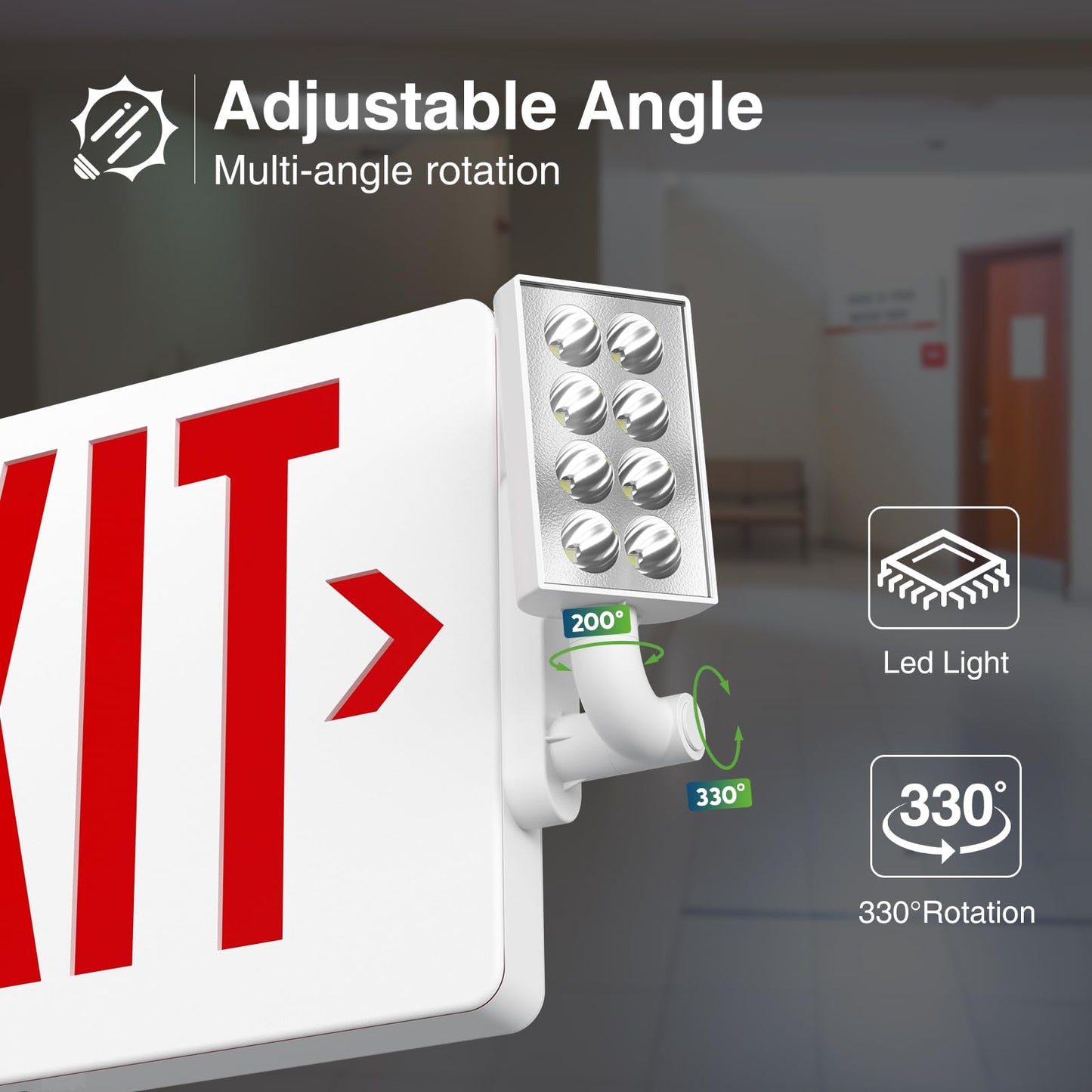 FREELICHT 6 Pack LED Double-Sided Exit Sign with Emergency Lights, Adjustable LED Emergency Exit Lights with Battery Backup, Hard Wired, UL Certified, AC 120/277V