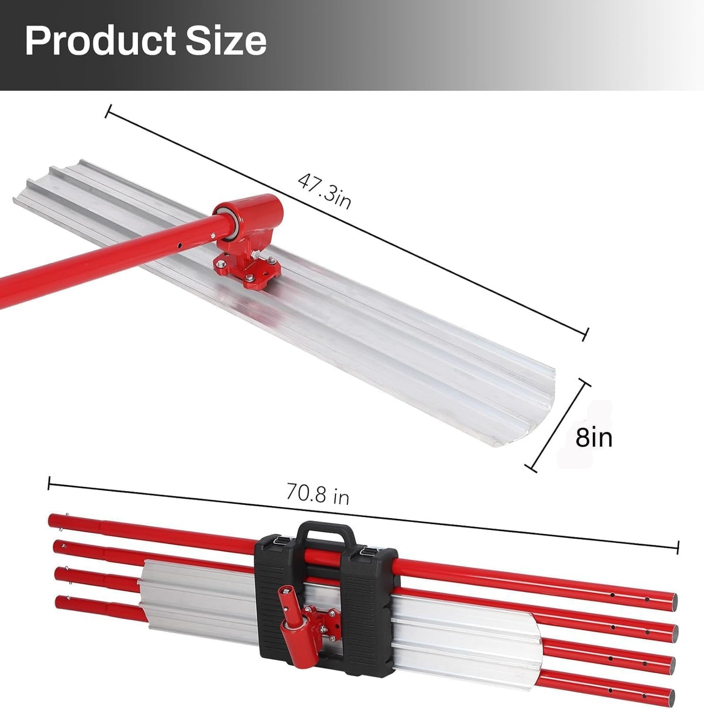Bull Float Magnesium Concrete Float 48 x 8 Round End Concretes Floats Tools Cement Tool Bull Concrete Kit Bull Float with 4 Float Handle Bull Floats Bracket Concretes Tools Finishing Bulls