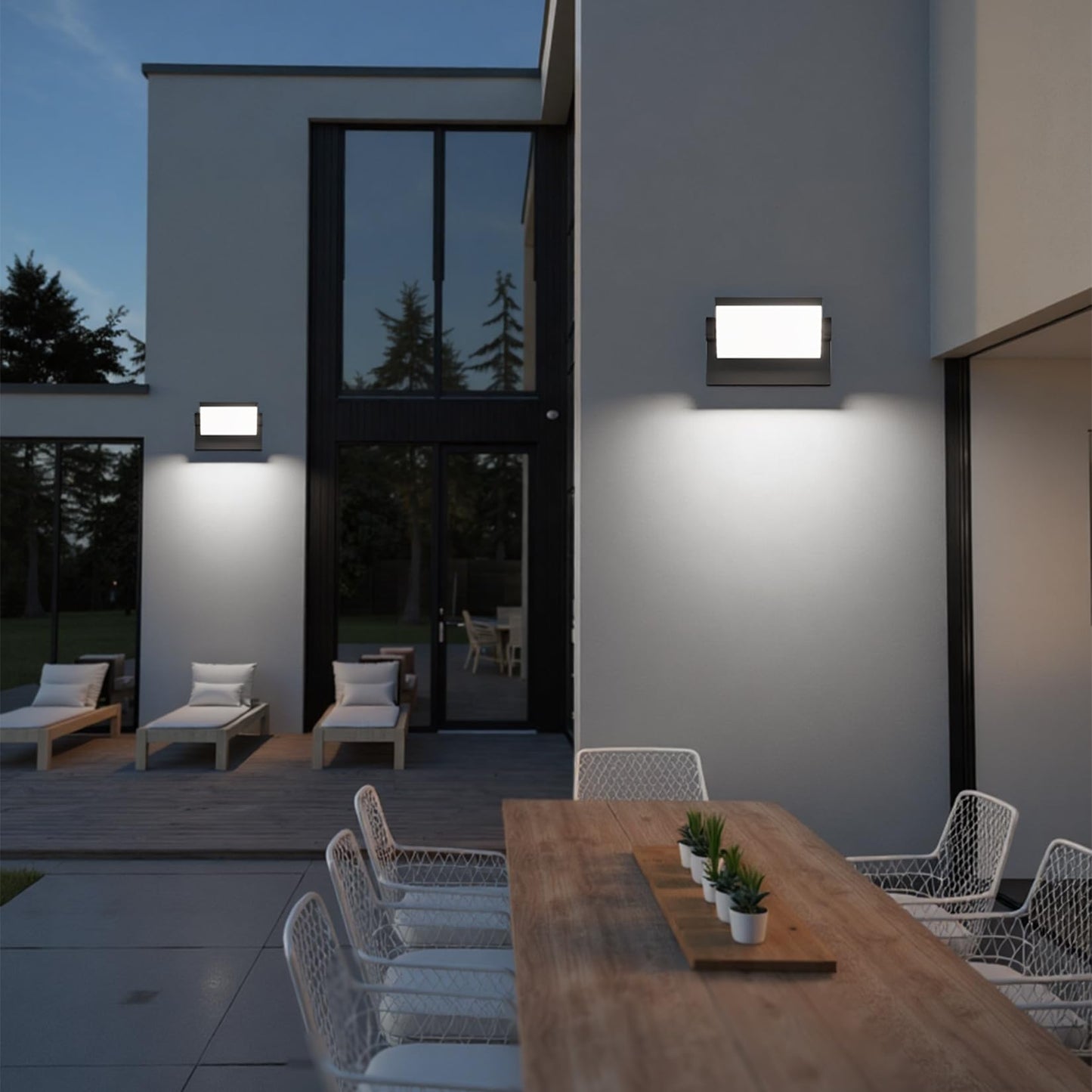 lundwa 40W LED Outdoor Wall Lights, 5500K Modern Exterior Light Fixtures, IP65 Waterproof Flood Lights, 360 ° Adjustable Head Black Porch Lighting for House