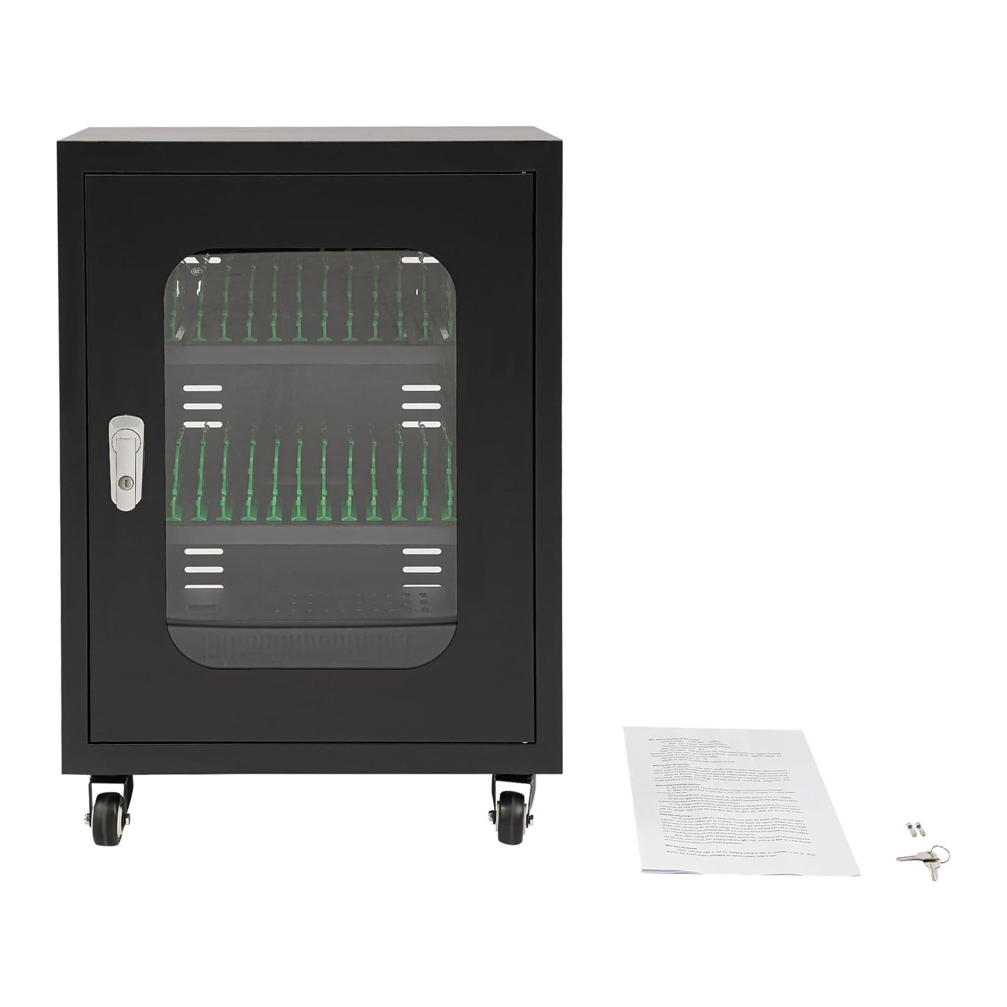 Ferroxen Mobile School Charging Cart Station, 30-Device Charging Station with Wheels, Lockable Cell Phone Storage Cabinet, for Schools, Libraries, Hospitals, Exhibitions (Black)