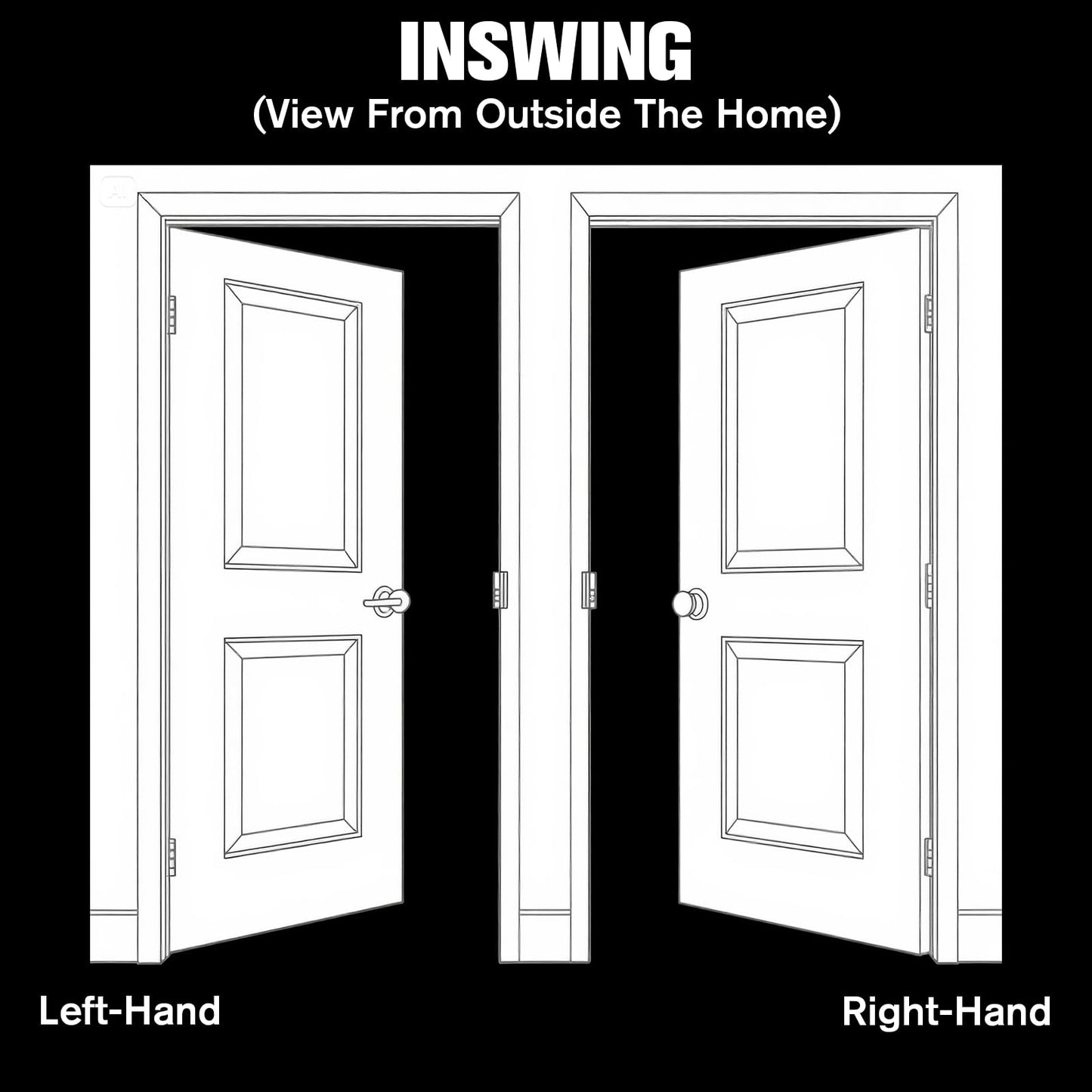 Fiberglass Entry Door Left Hand Inswing, 36 x 80, 4 Lite Frosted Glass 4-9/16 in. Vinyl Frame, Contemporary Style for Home's Front Entrance, Black Finished Knock-Down Entry Door